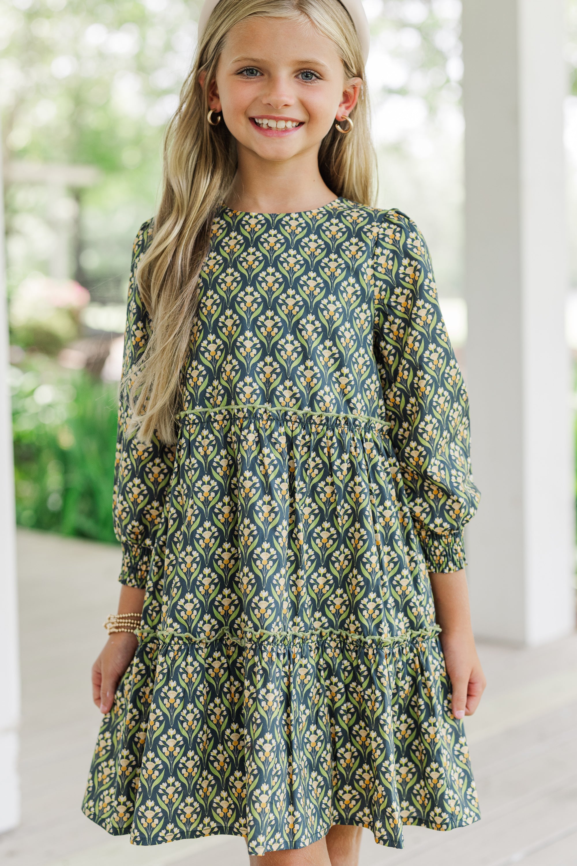 Gorgeous Girls' Navy Blue Medallion Print Dress - A Must - Have!