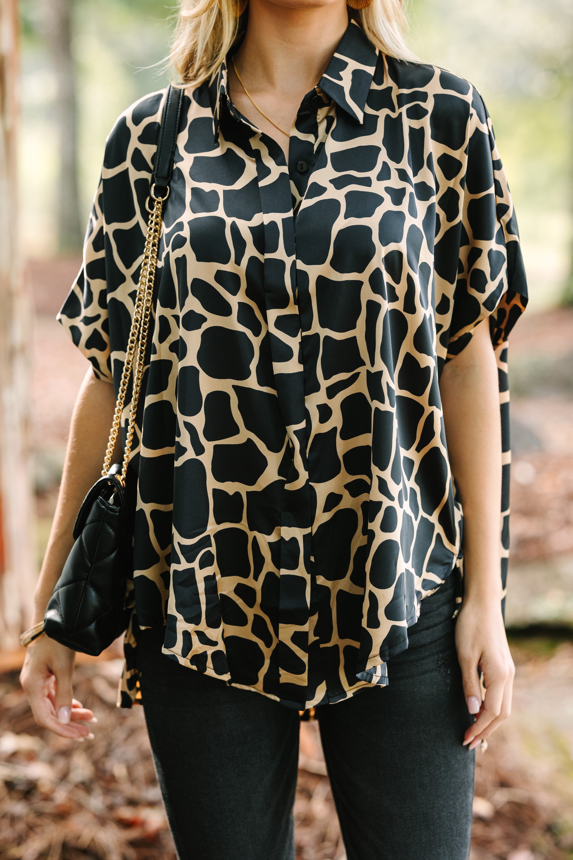 Gorgeous Black Giraffe Print Blouse for Your Best Look