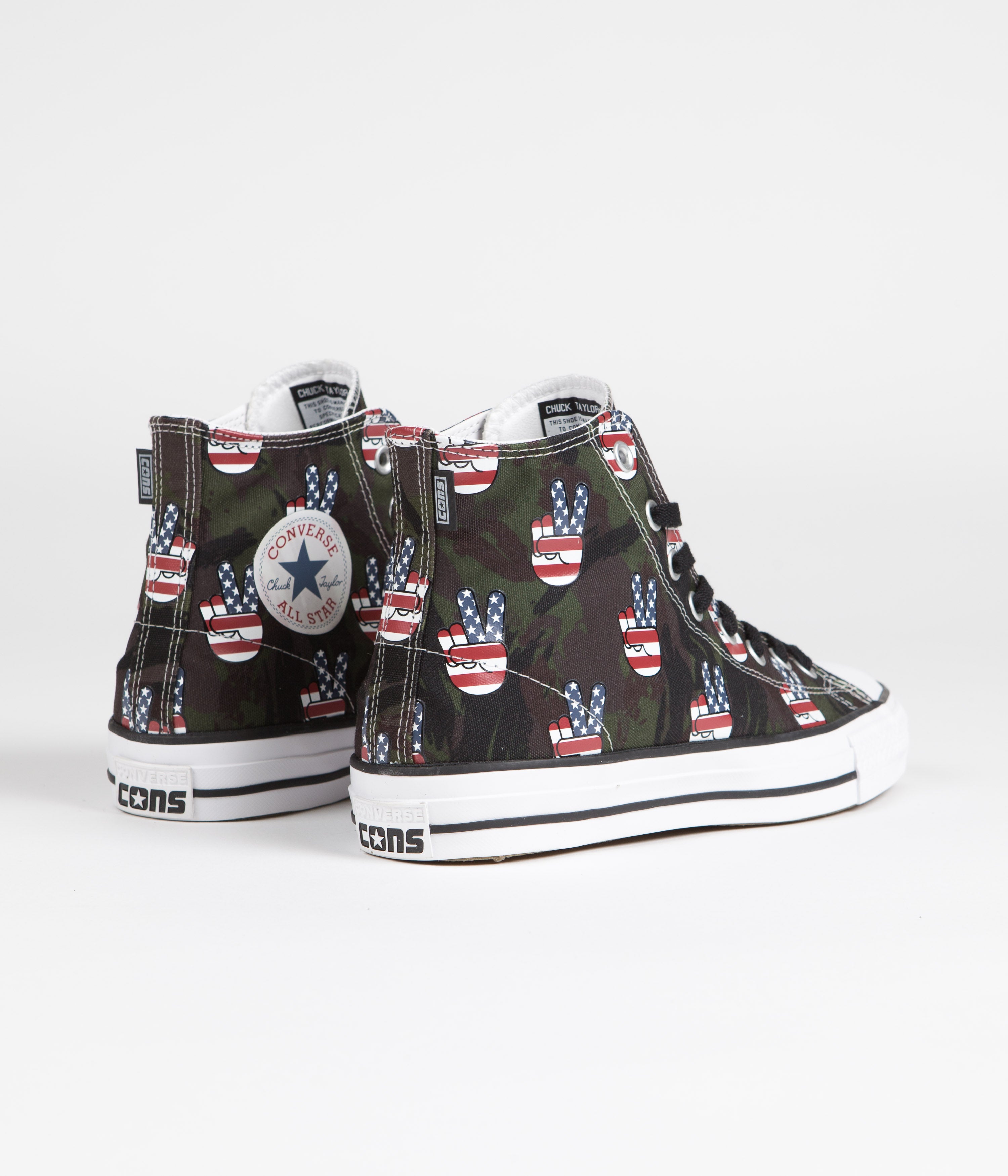 Converse CTAS Pro Hi Camo Peace Shoes - Bold Colors! Piquant Green, Insignia Blue, Varsity Red