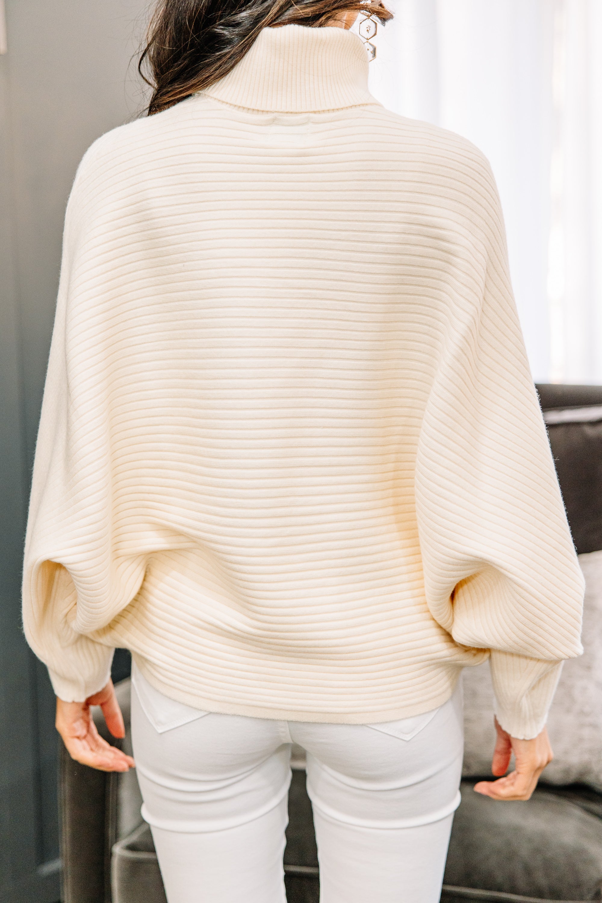 Feeling Fabulous! Cream White Ribbed Sweater