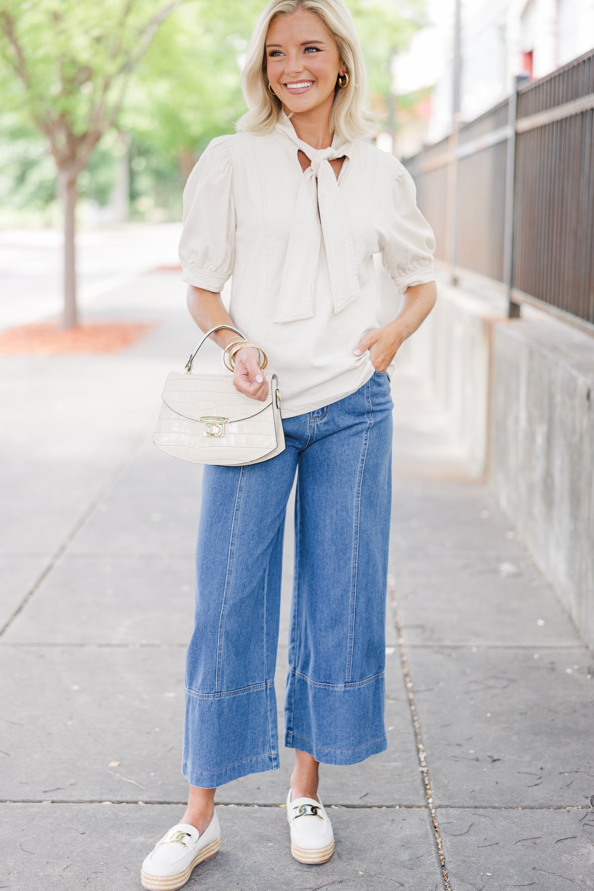 Be True Cream Denim Blouse: A Must-Have Fashion Piece