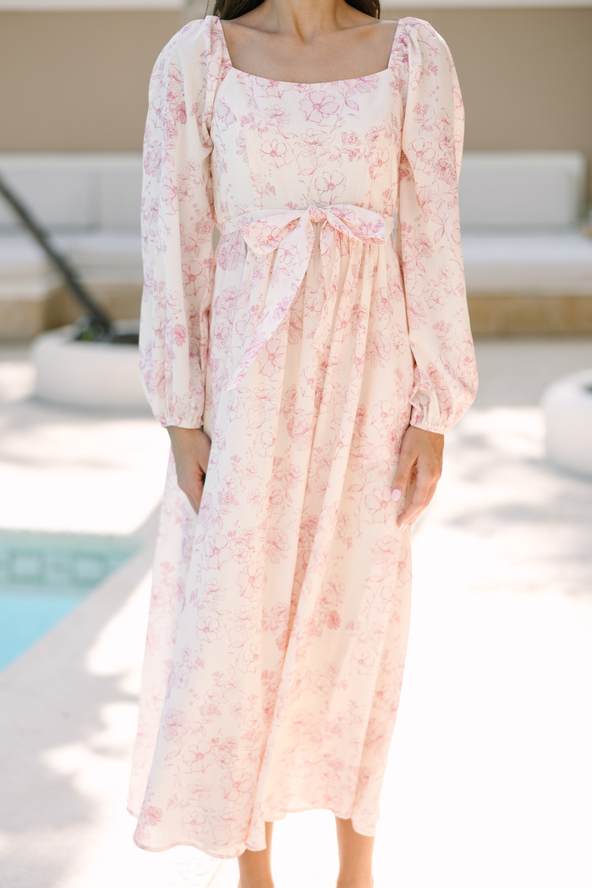 Irresistible Pink Floral Midi Dress - Feel Sweet Now!