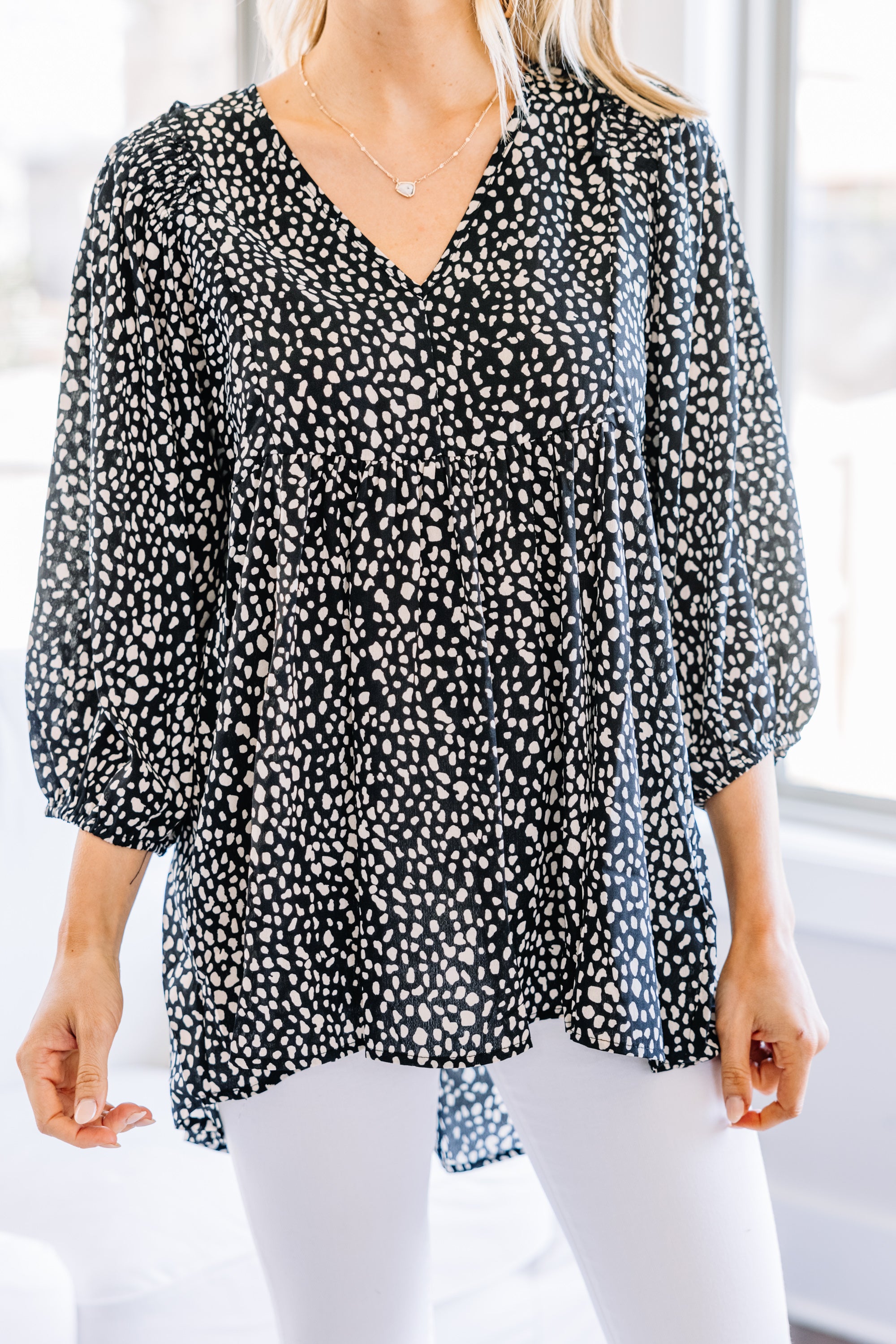 Wildly Chic Latte Brown Spotted Tunic