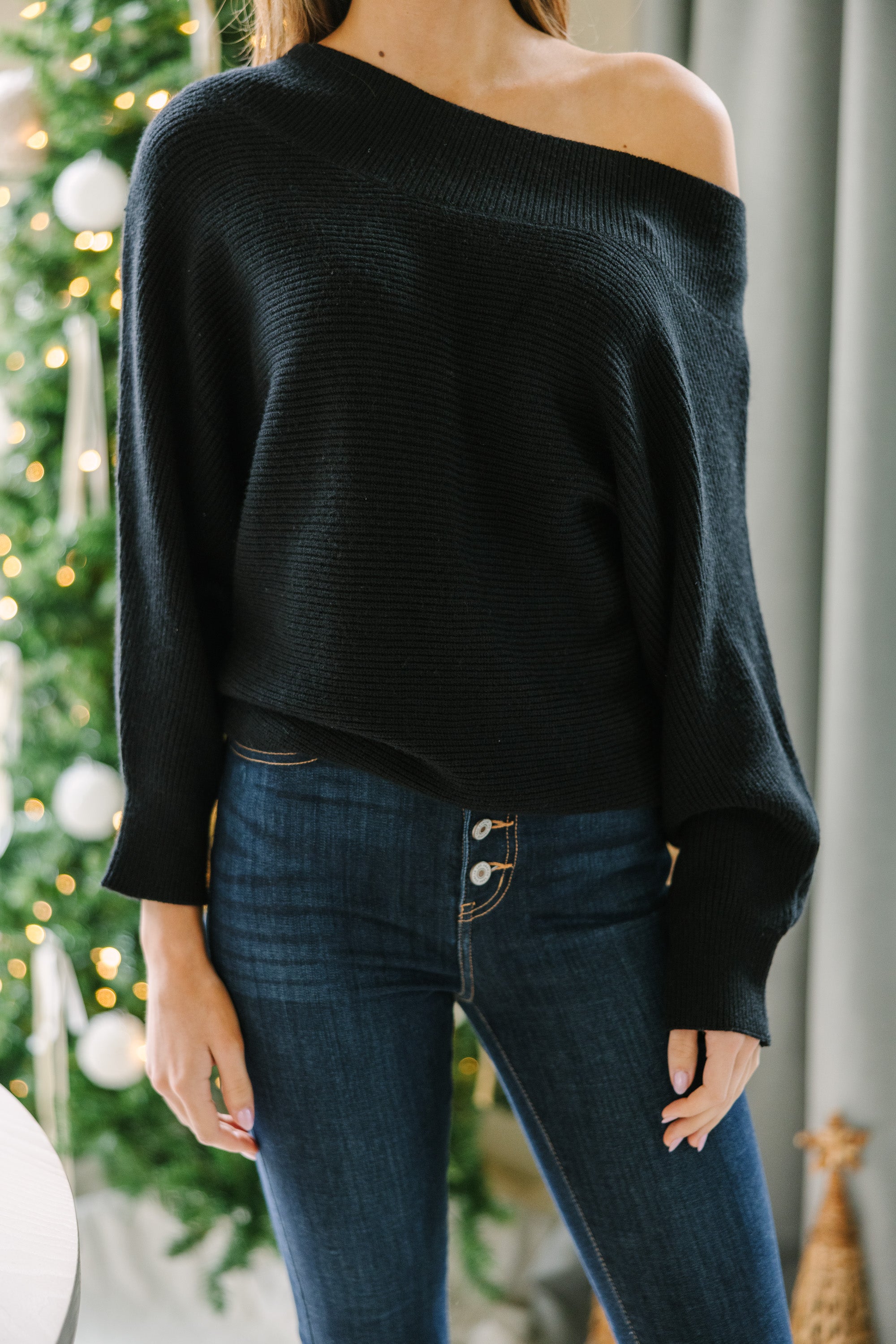 Alluring All On You Black Off-Shoulder Sweater