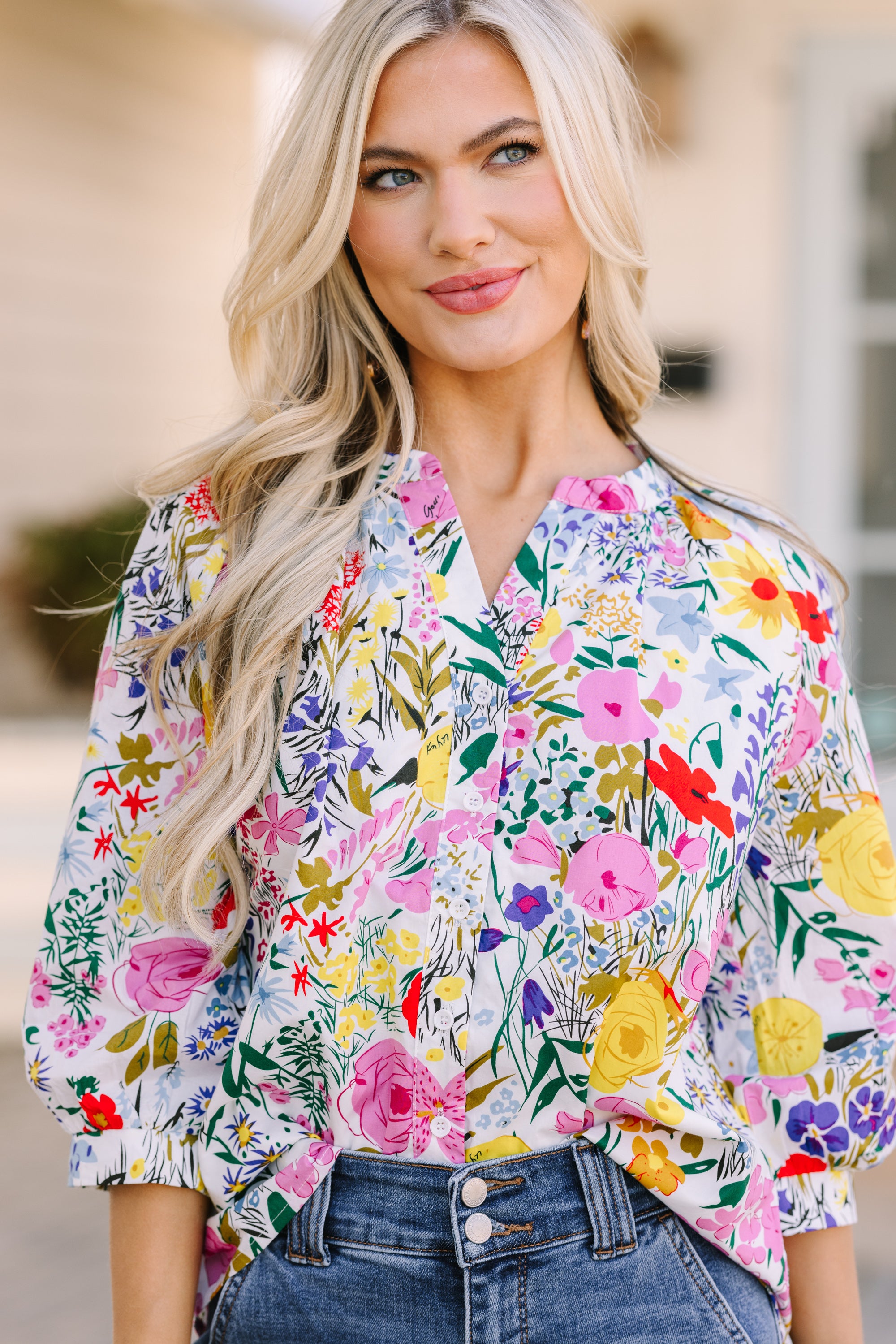 Springtime Allure Floral Blouse