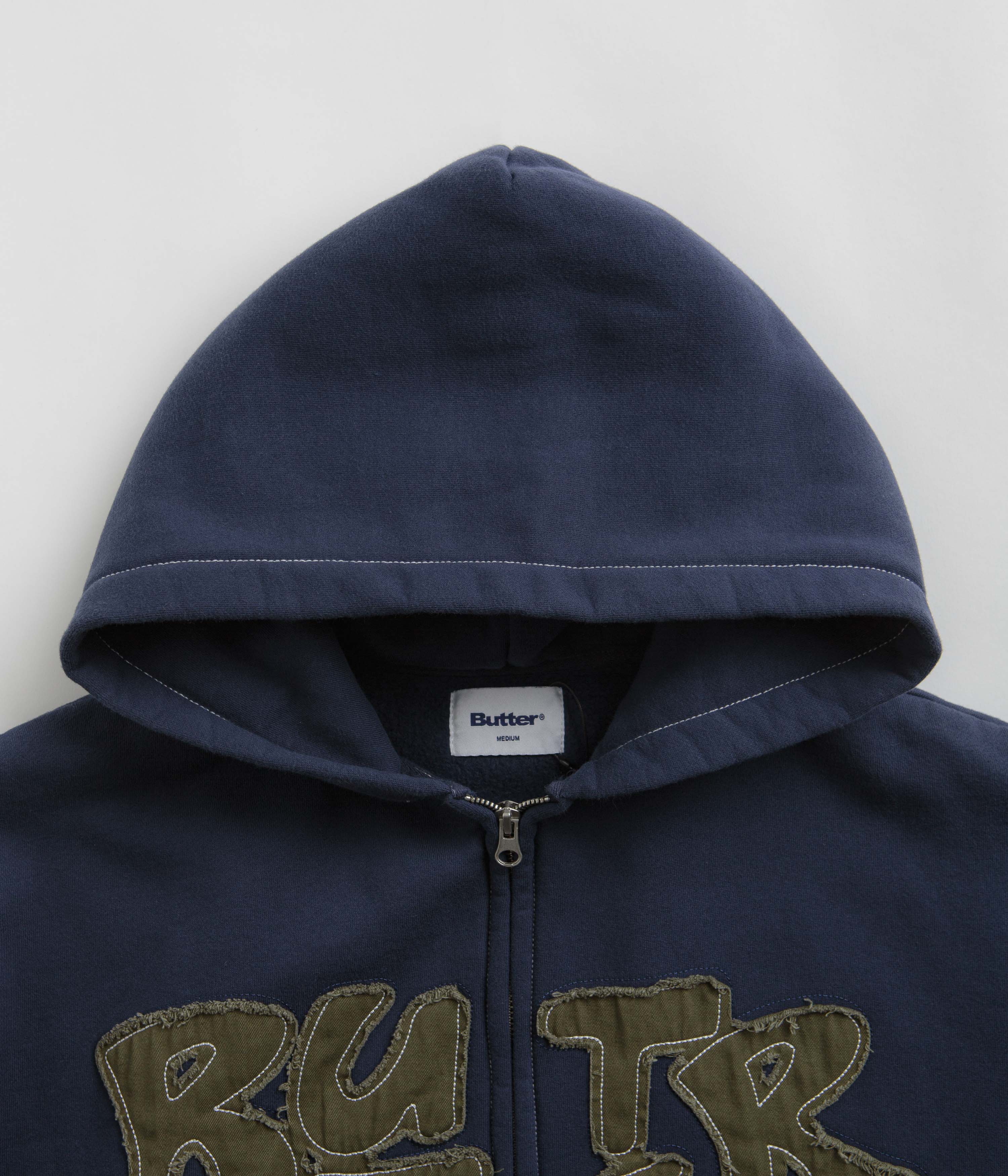 Navy Butter Goods Fabric Applique Zip - Thru Hoodie: A Fashion Must - Have!