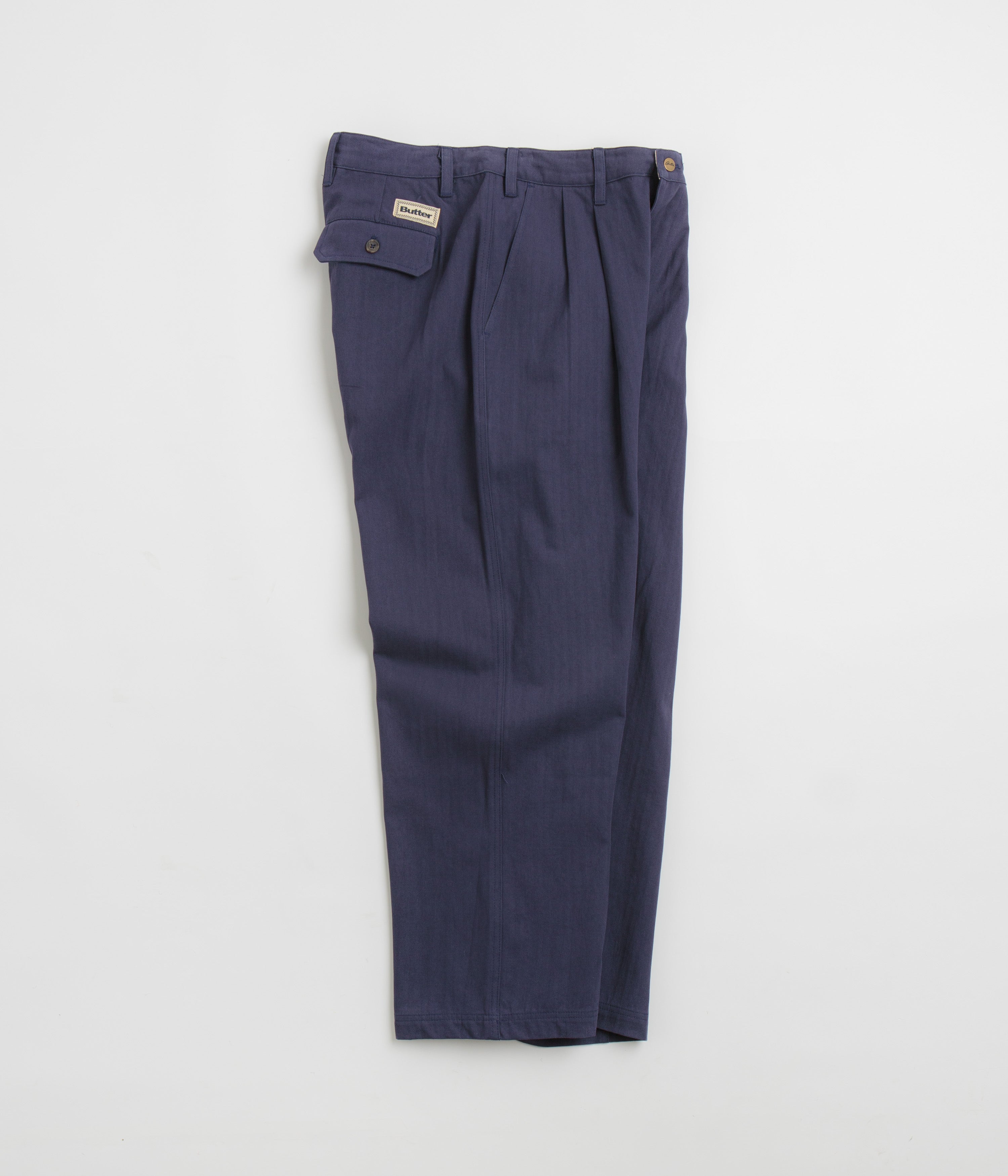 Navy Butter Goods Pleated Trousers - A Must - Have Fashion Item