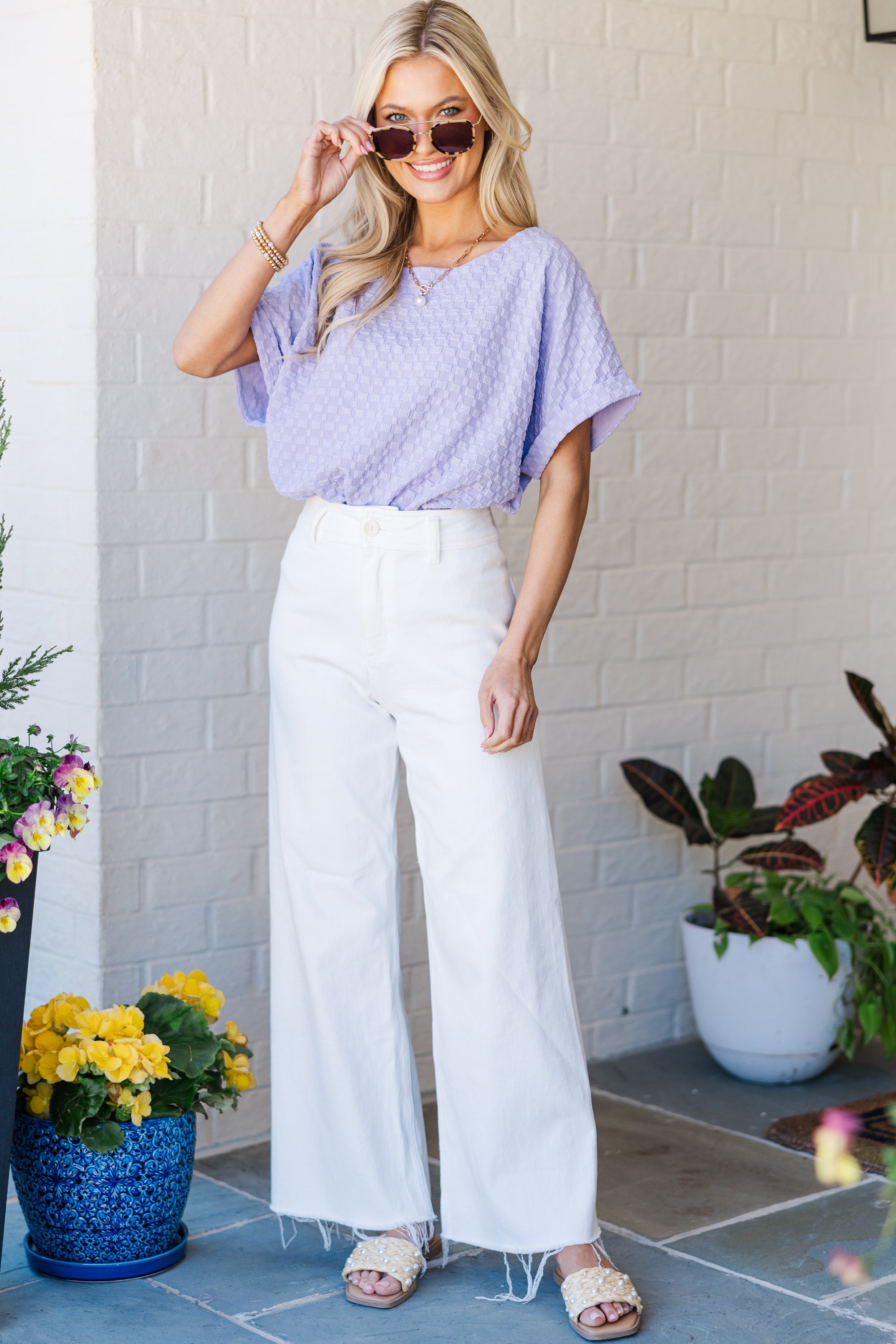 All Is Well Charming Lavender Textured Top - A Must-Have!