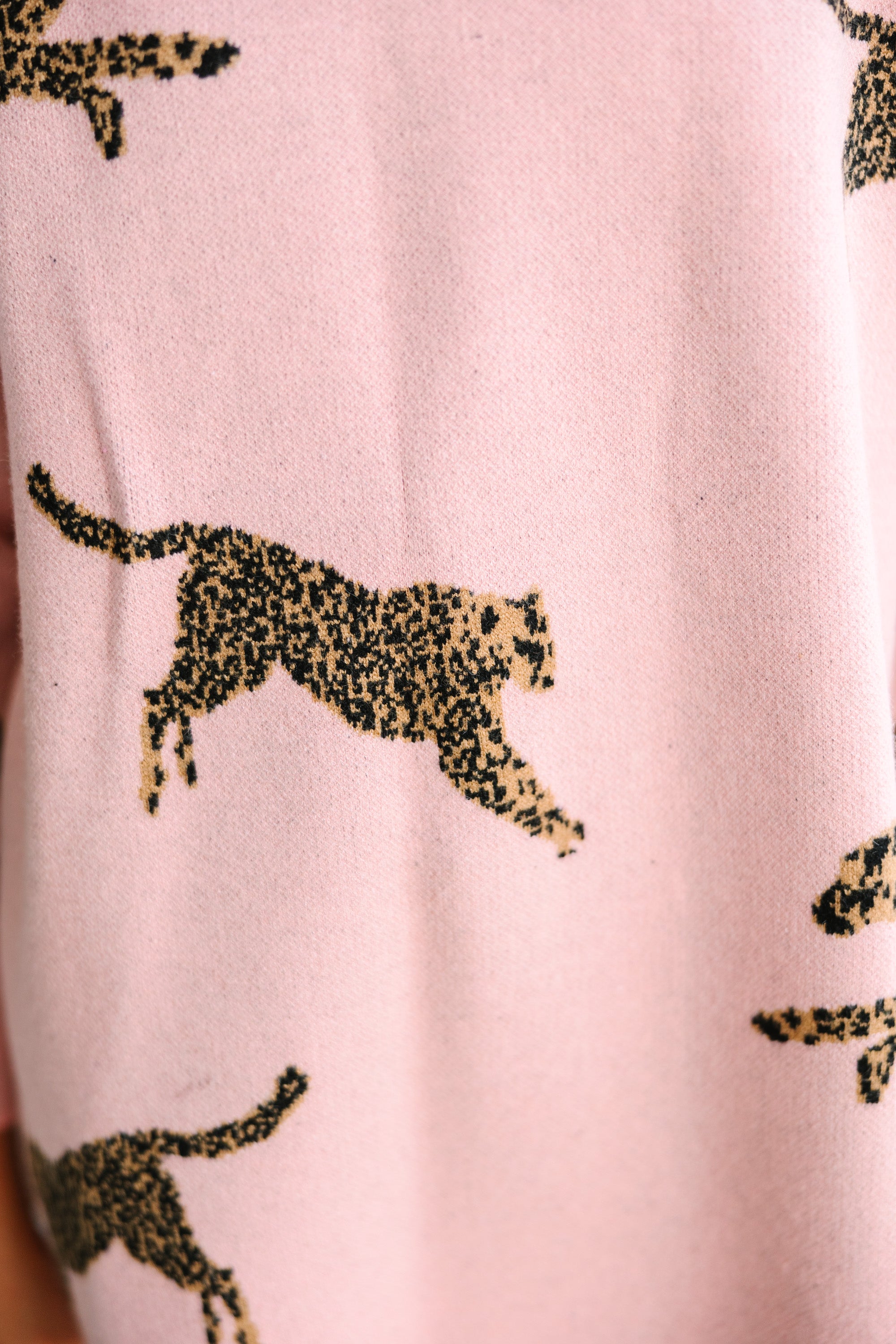 Girls' Light Pink Cheetah Print 3/4 Sleeve Cozy Sweater - Quick Must-Have!