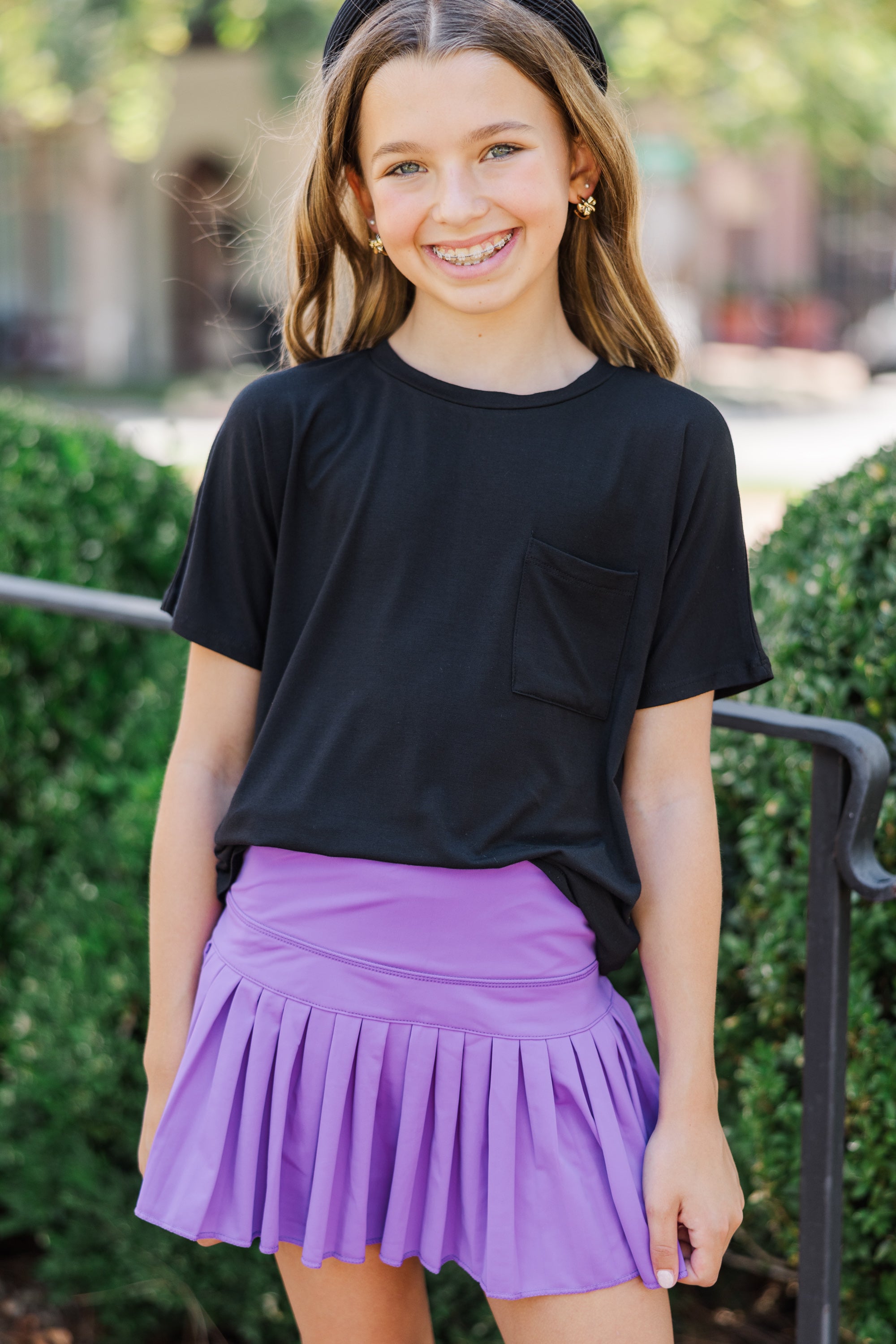 Stylish Girls' On - Your - Time Black Oversized Top
