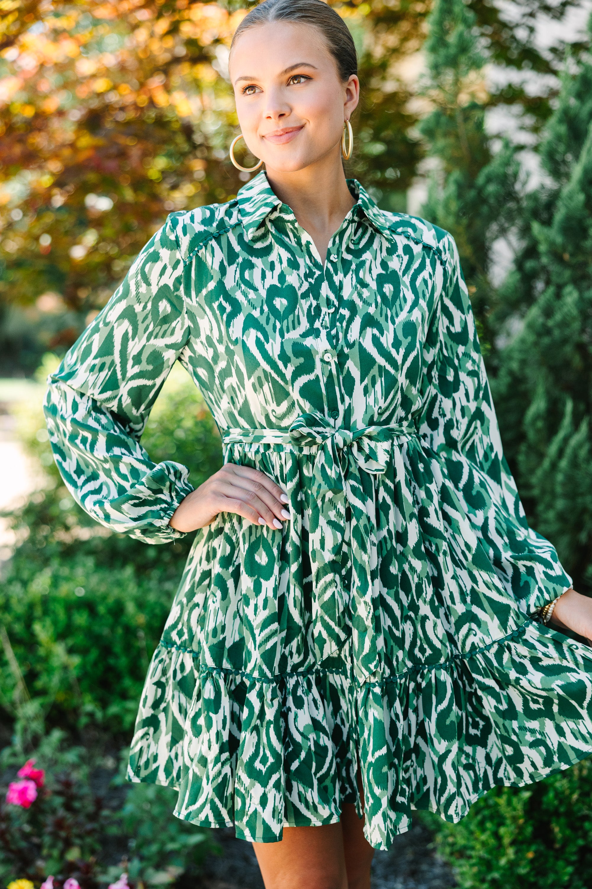 Enchanting All In Love Green Abstract Dress