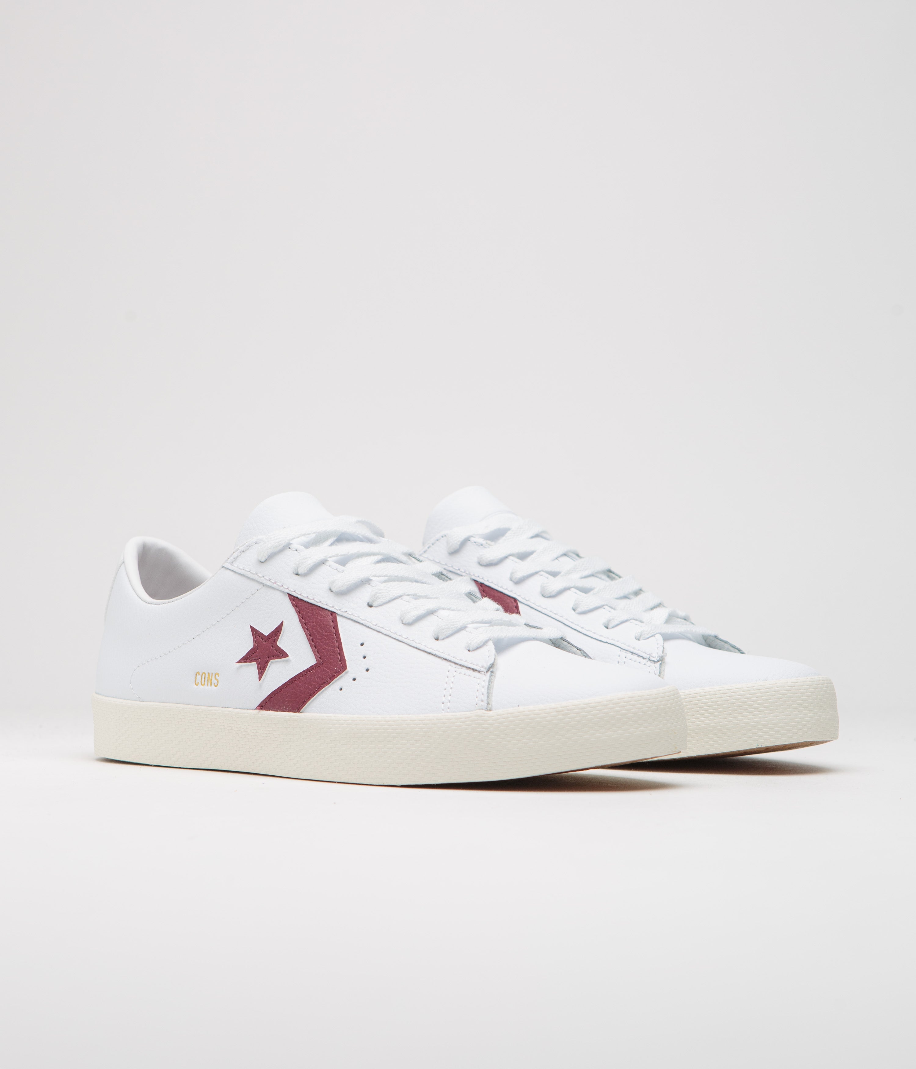 Converse PL Vulc Pro Ox Shoes - Stunning White, Deep Bordeaux & Egret