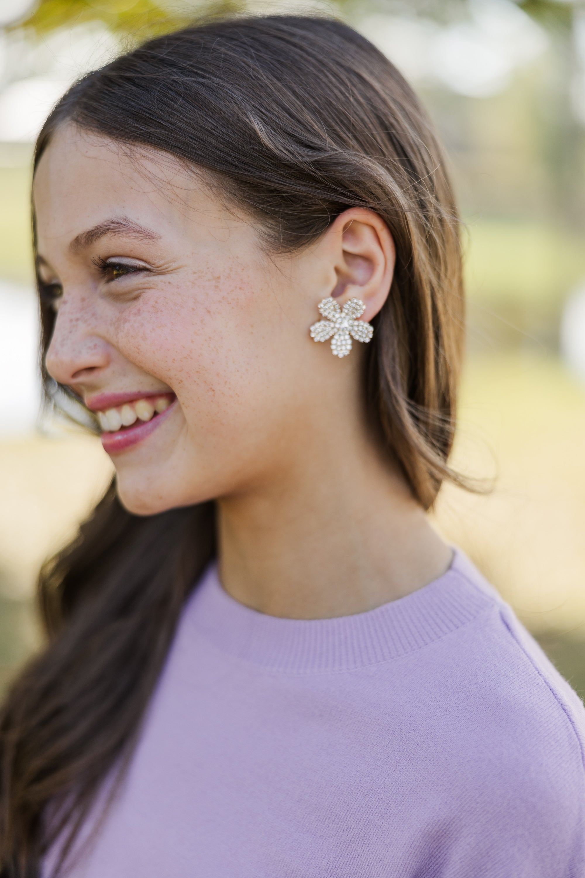Gorgeous Girls' Rhinestone Flower Stud Earrings