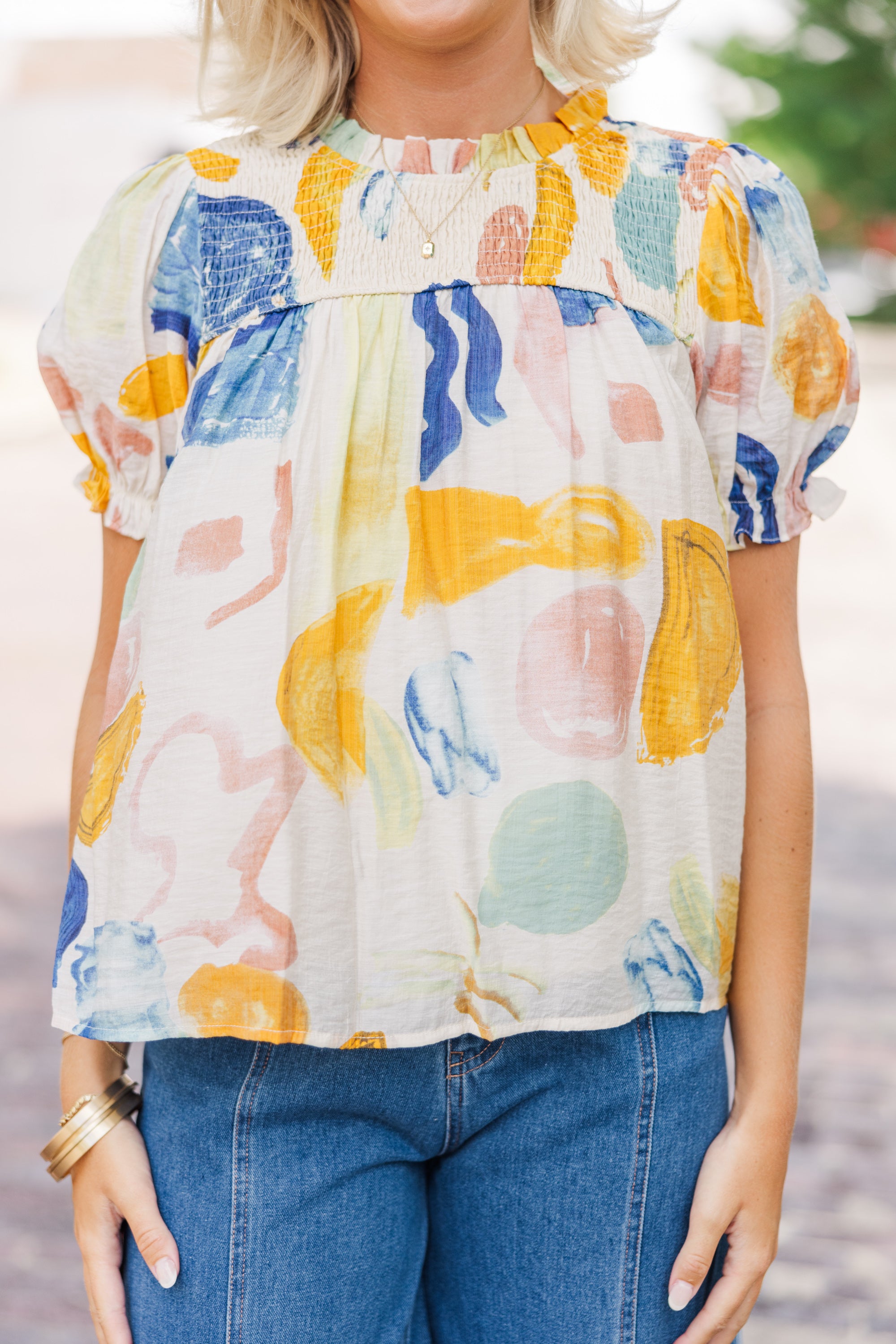 Be There For You! Stunning Yellow Abstract Blouse