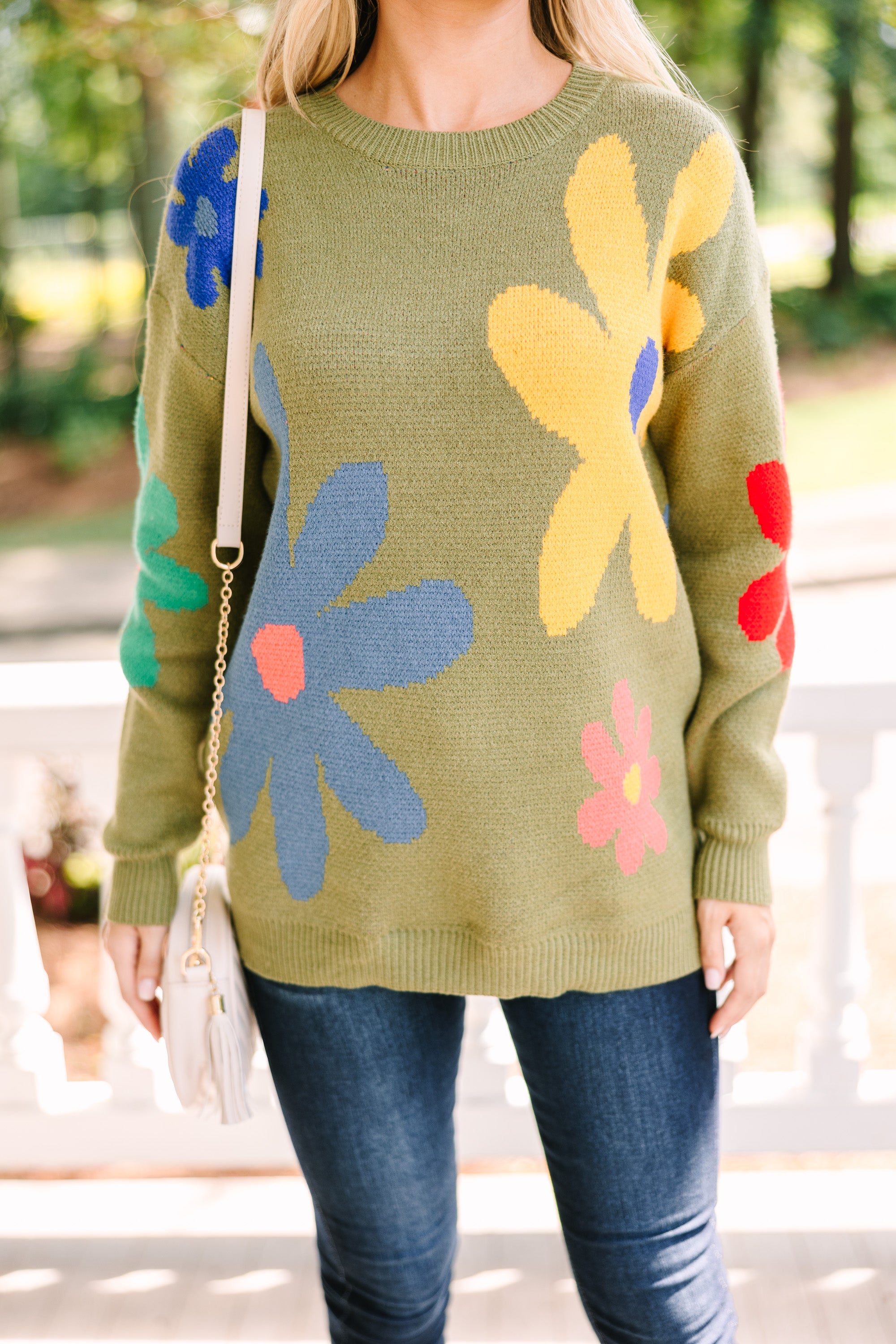 Gorgeous All-On-You Olive Green Floral Sweater
