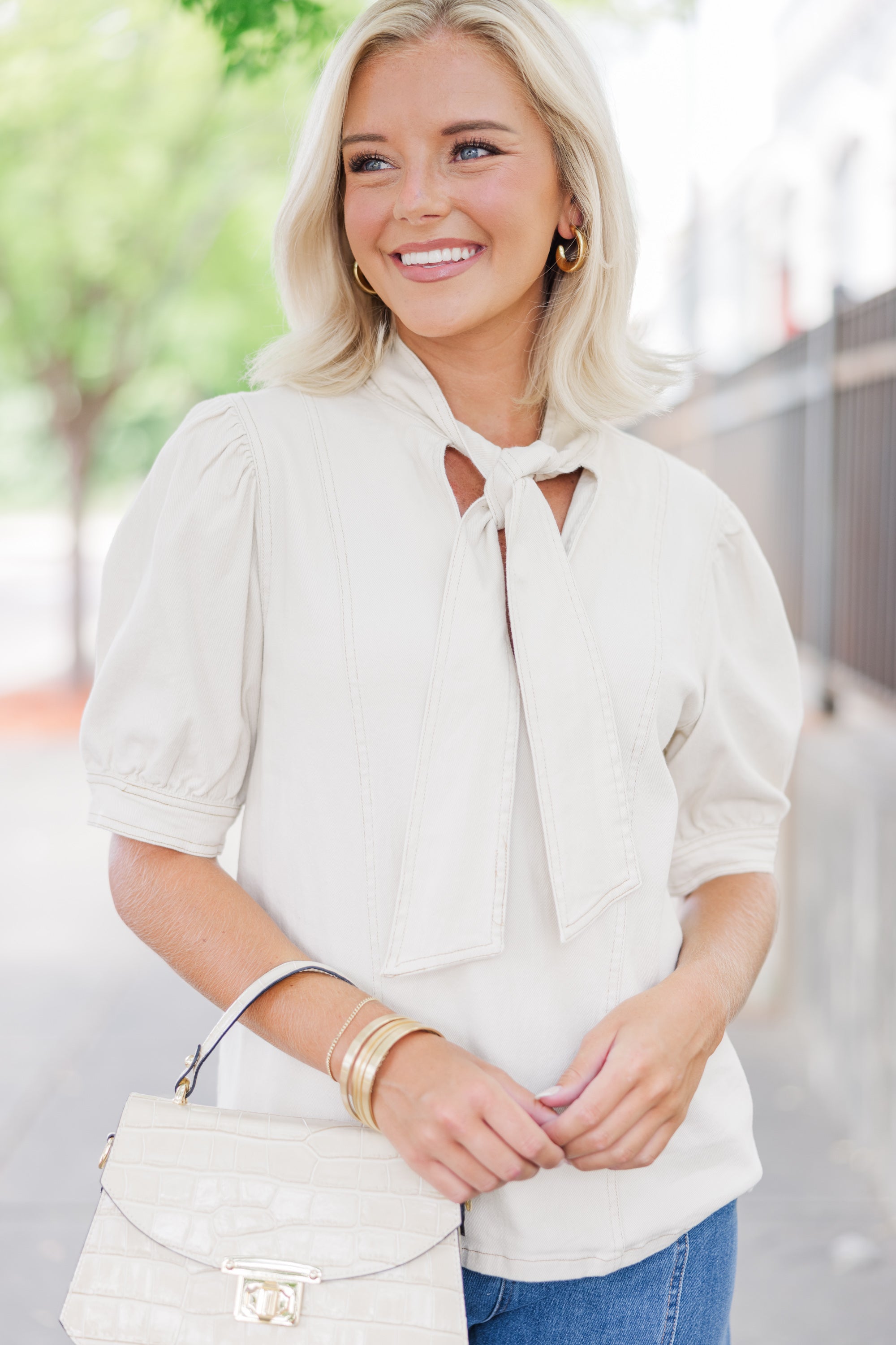 Be True Cream Denim Blouse: A Must-Have Fashion Piece