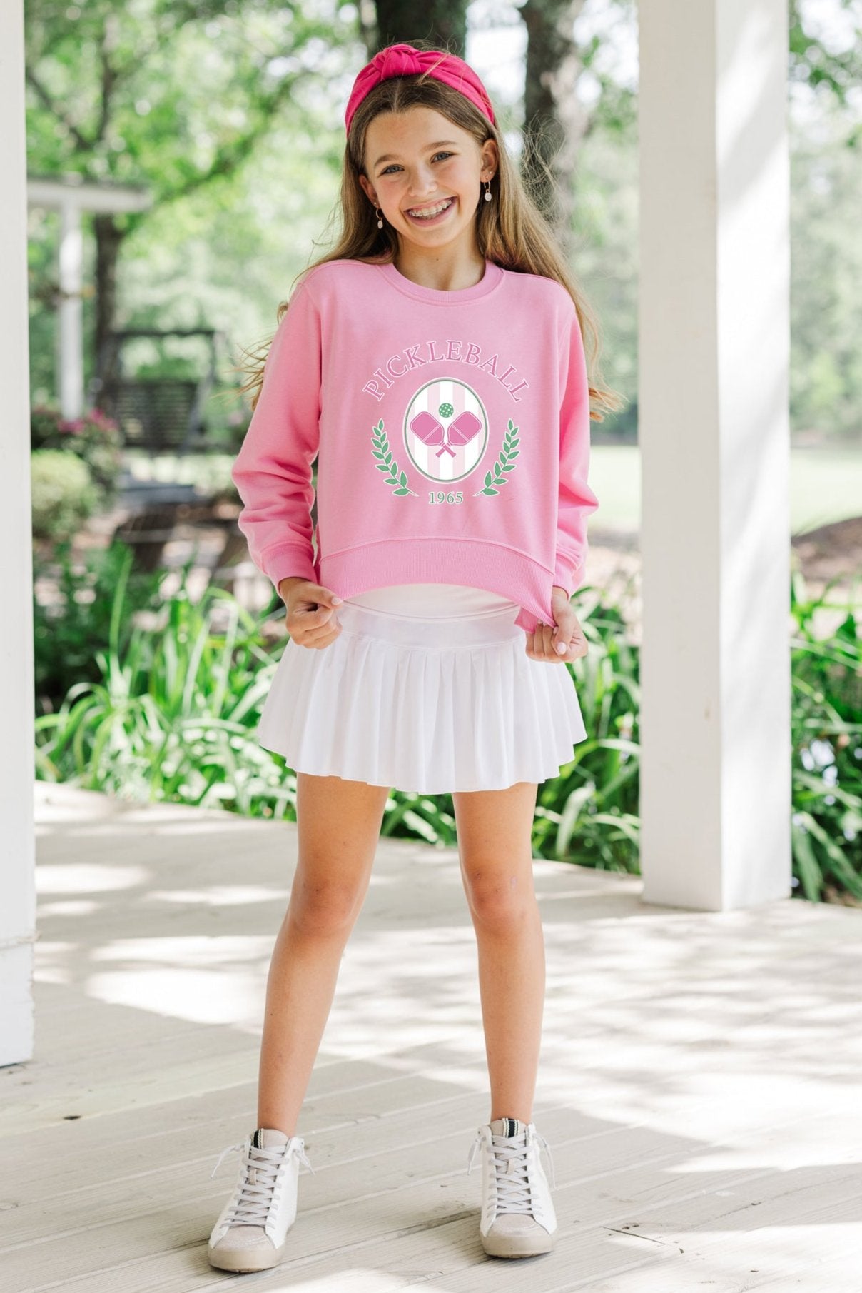 Girls' Pickleball Club Bubblegum Pink Graphic Sweatshirt - A Must - Have!