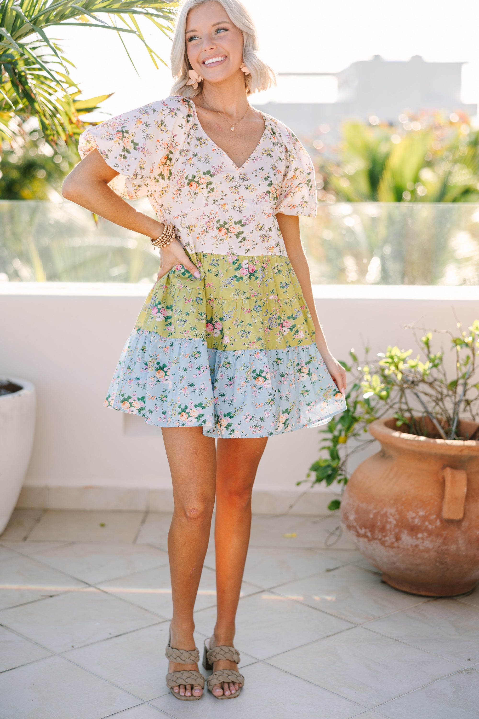 All On You Cream White Charming Ditsy Floral Dress