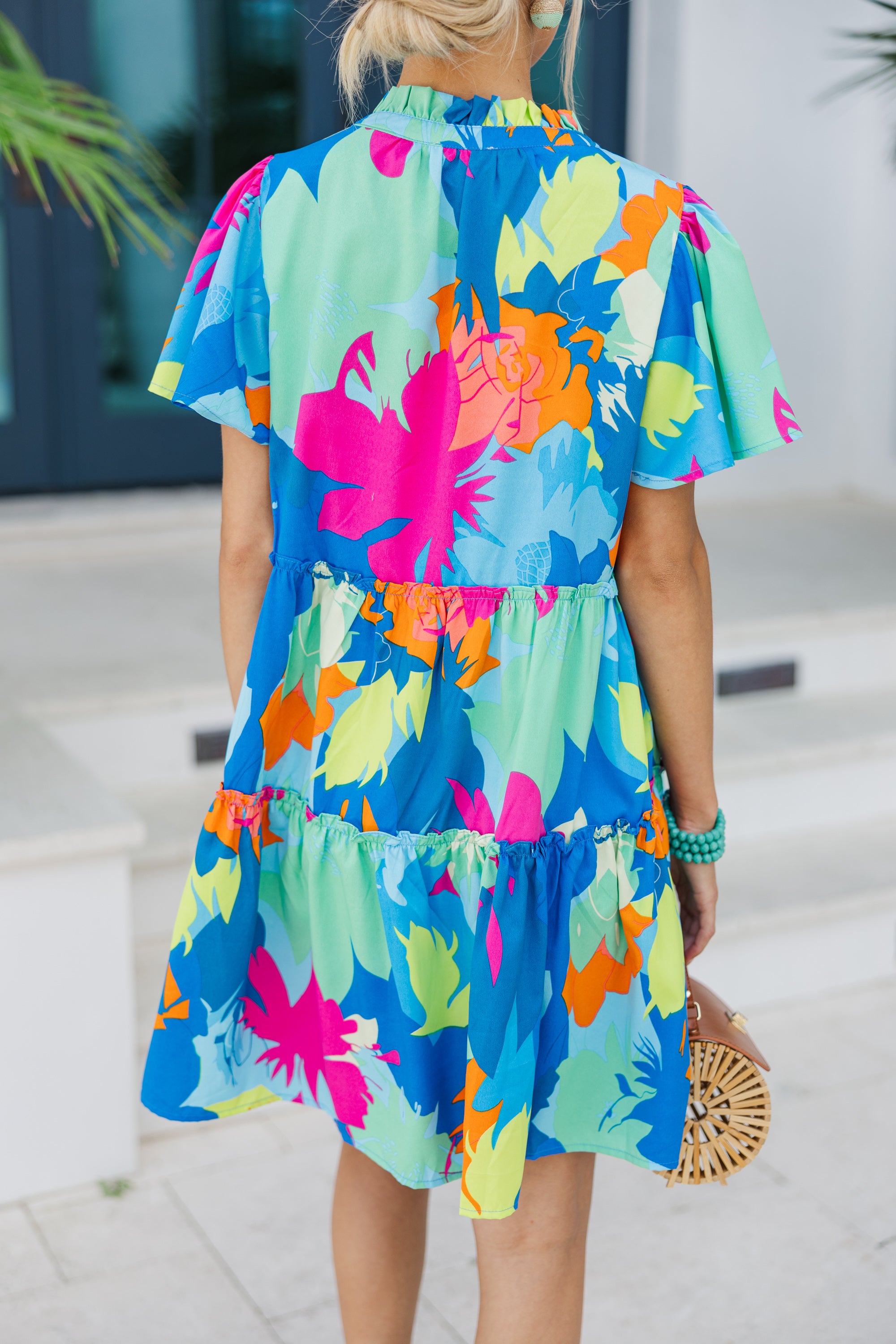 Enchanting Happy Days Blue Floral Babydoll Dress