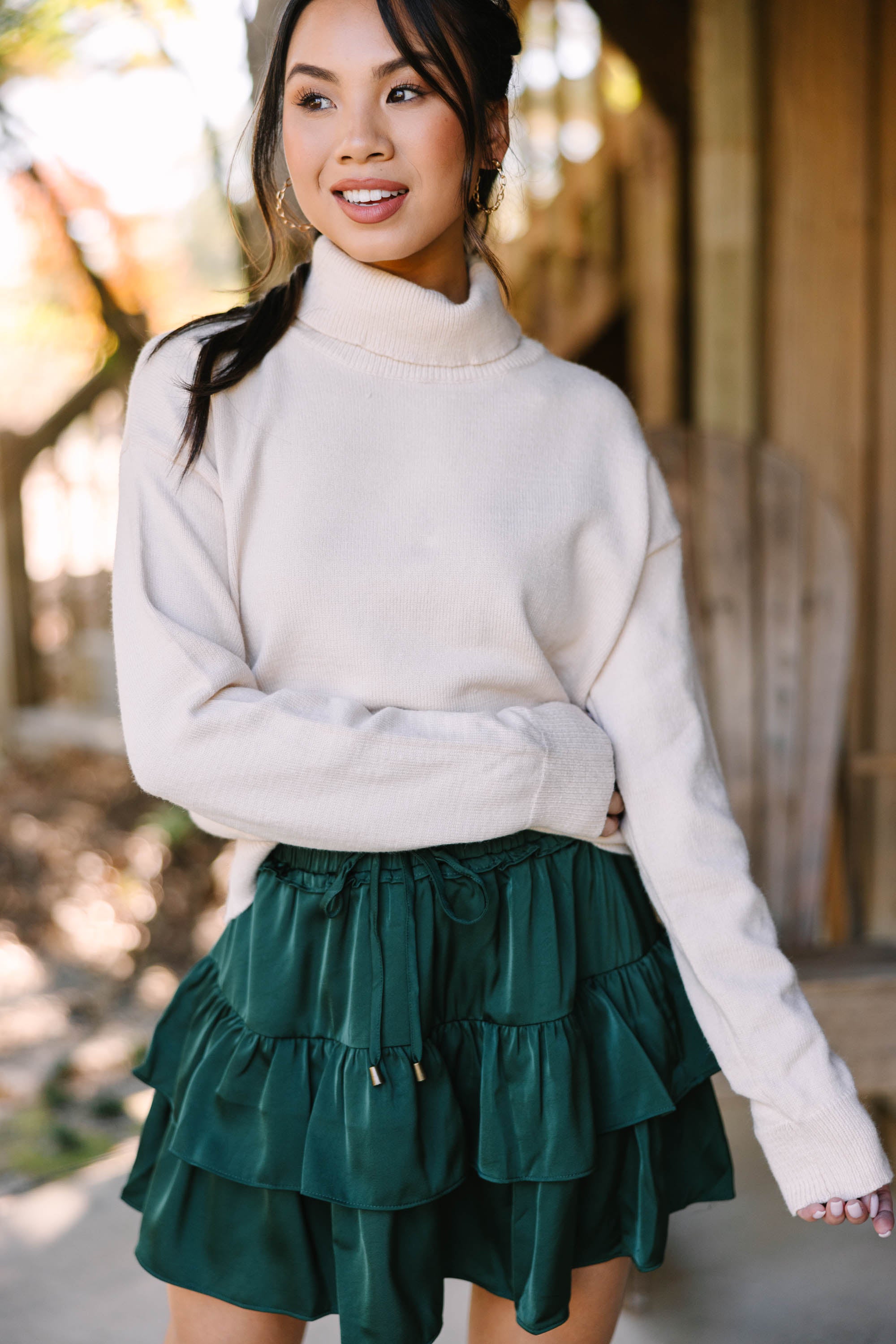 Feel Your Best! Natural White Turtleneck Sweater
