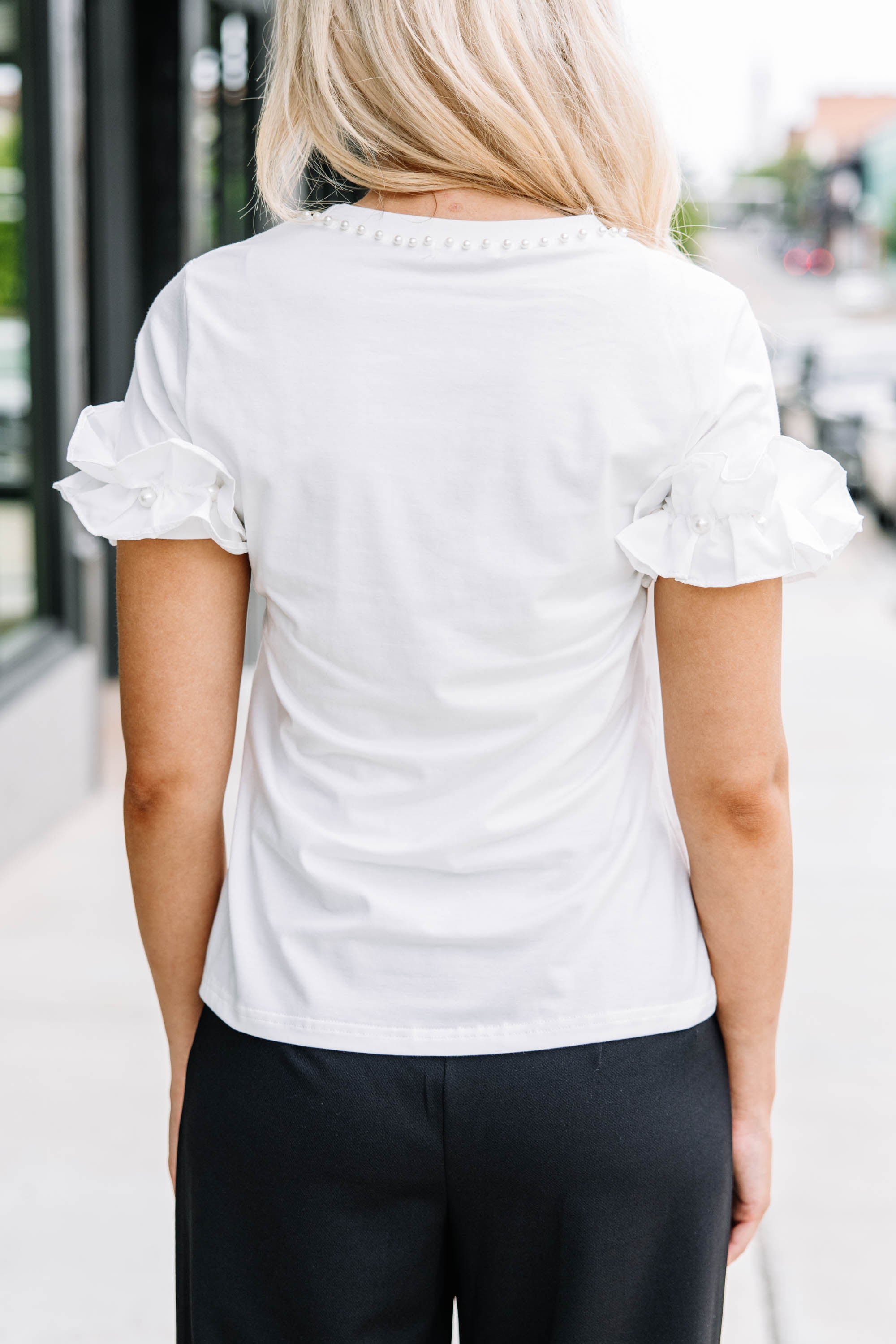 Gorgeous White Pearl - Embellished Blouse for Your Best Days