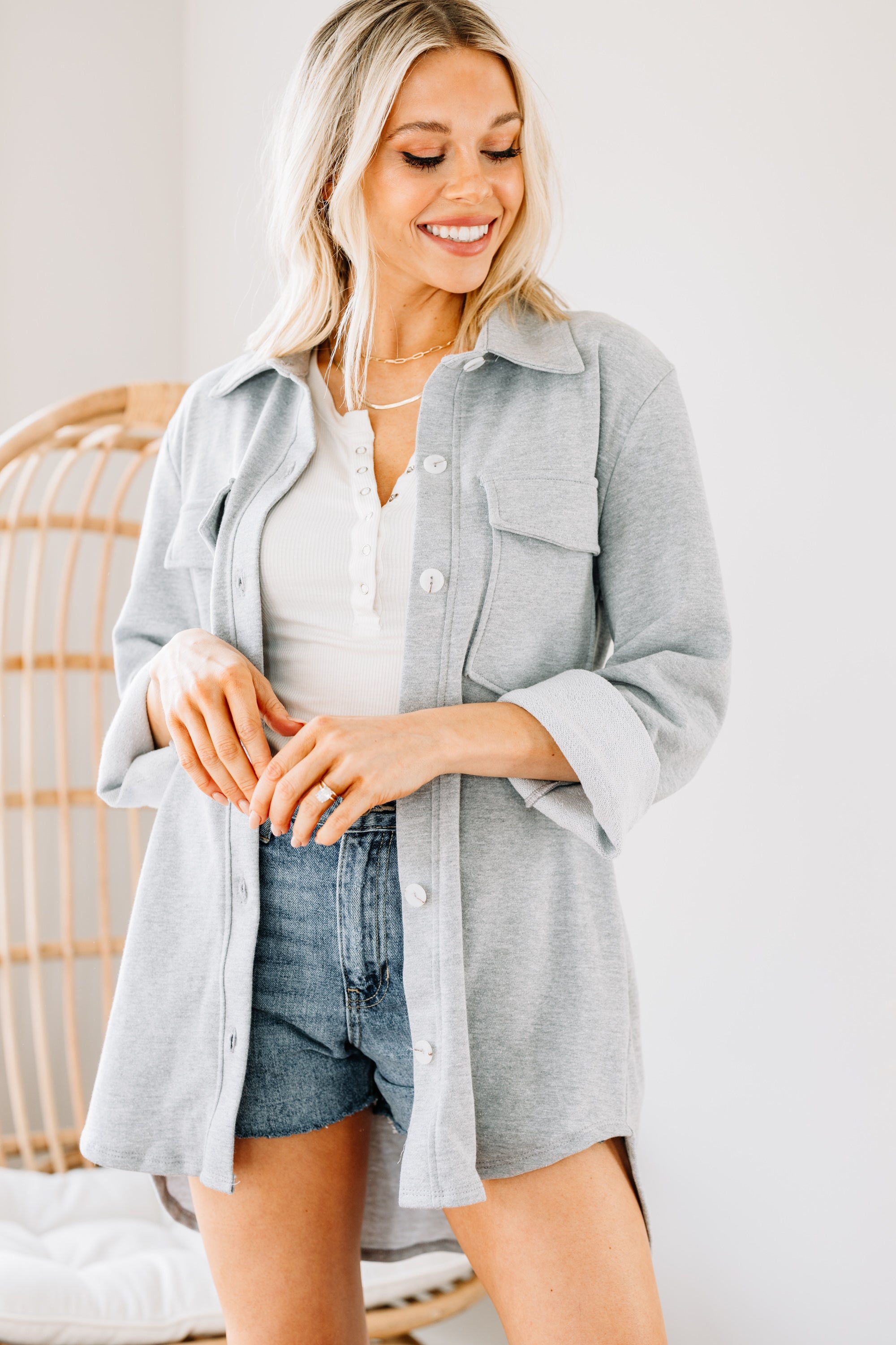 Stylish Charcoal Gray Shacket - Stand Out Everywhere