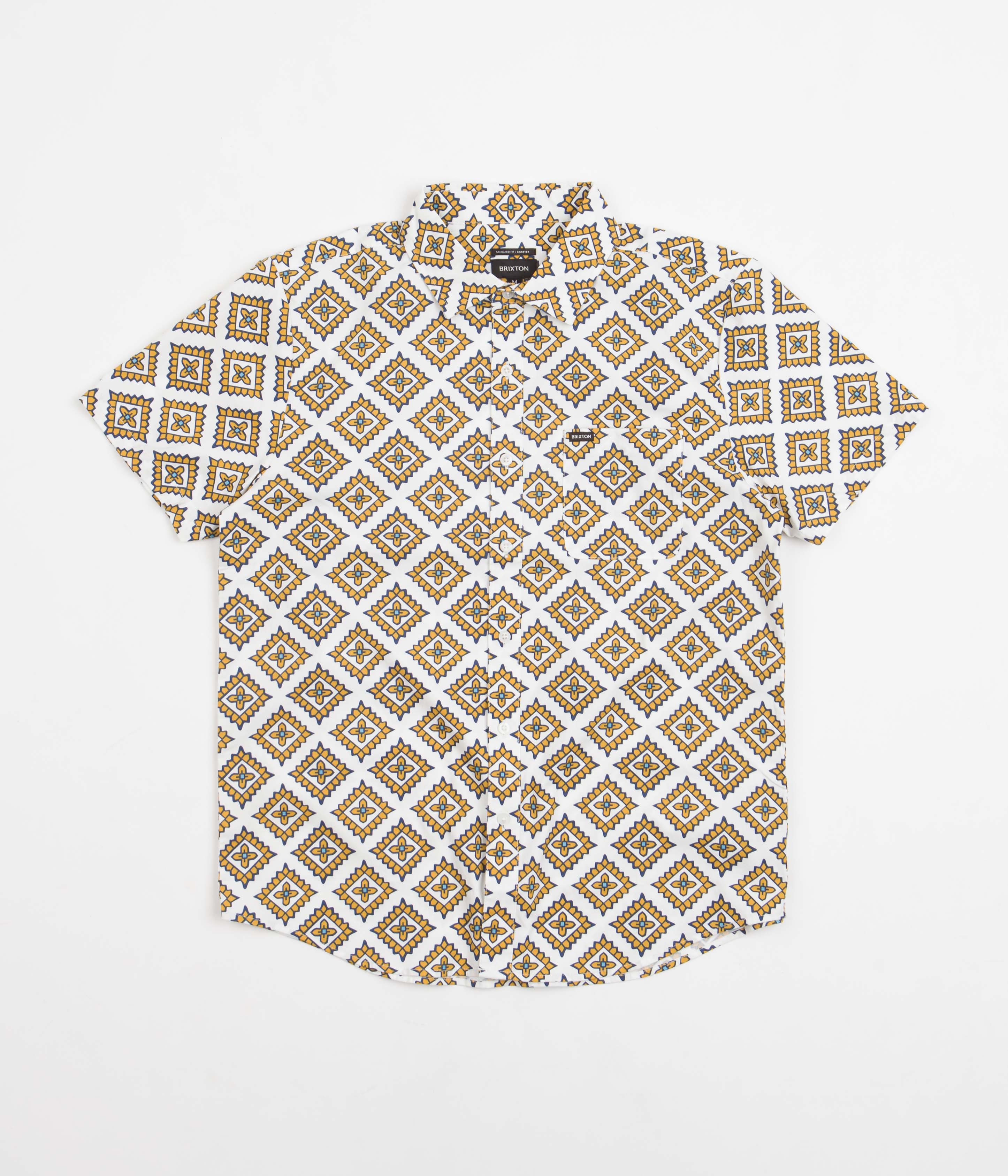 Brixton Charter Print Short Sleeve Shirt - Stylish Off White, Phoenix Orange & Joe B