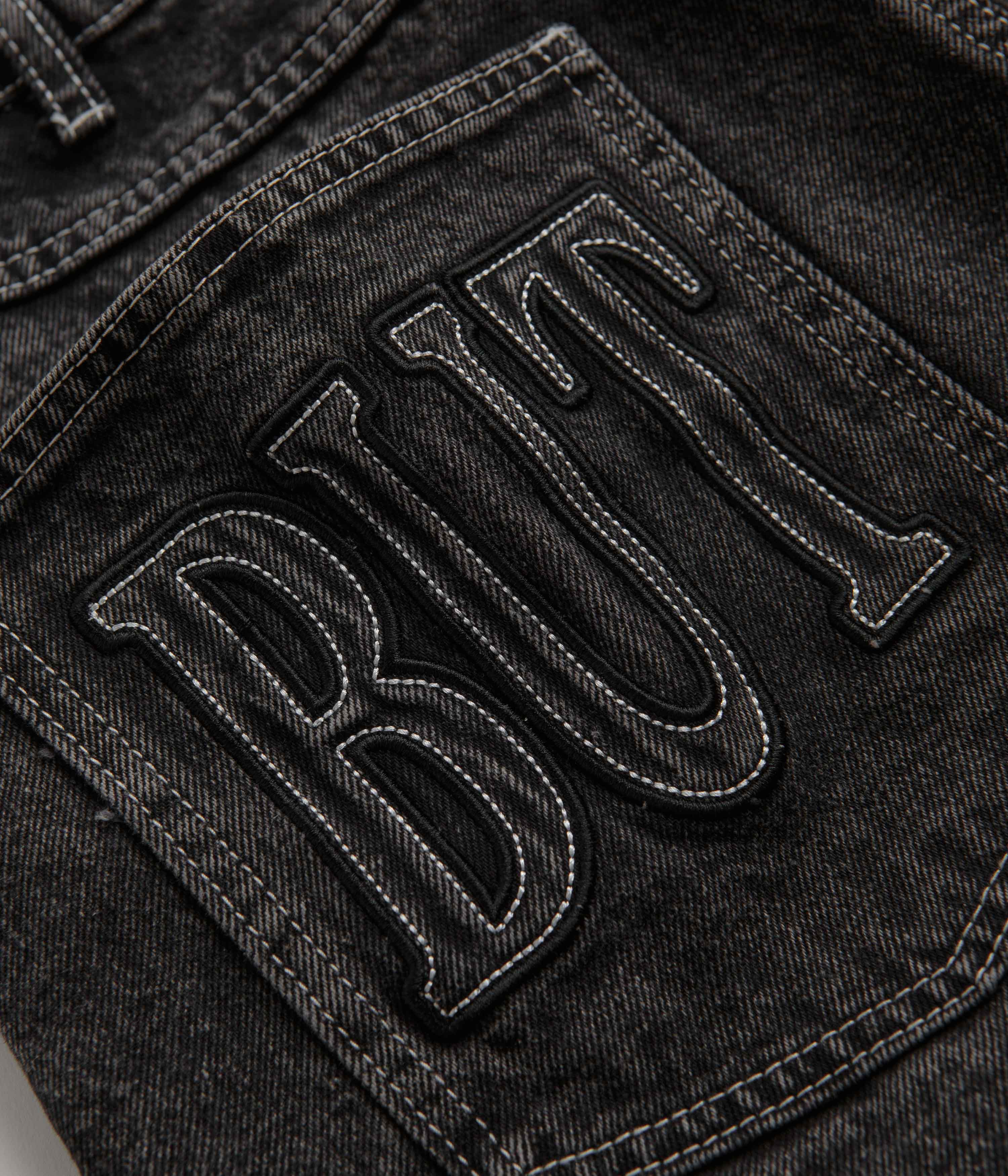 Butter Goods Stunning Applique Denim Shorts in Acid Black - Grab Yours Now!