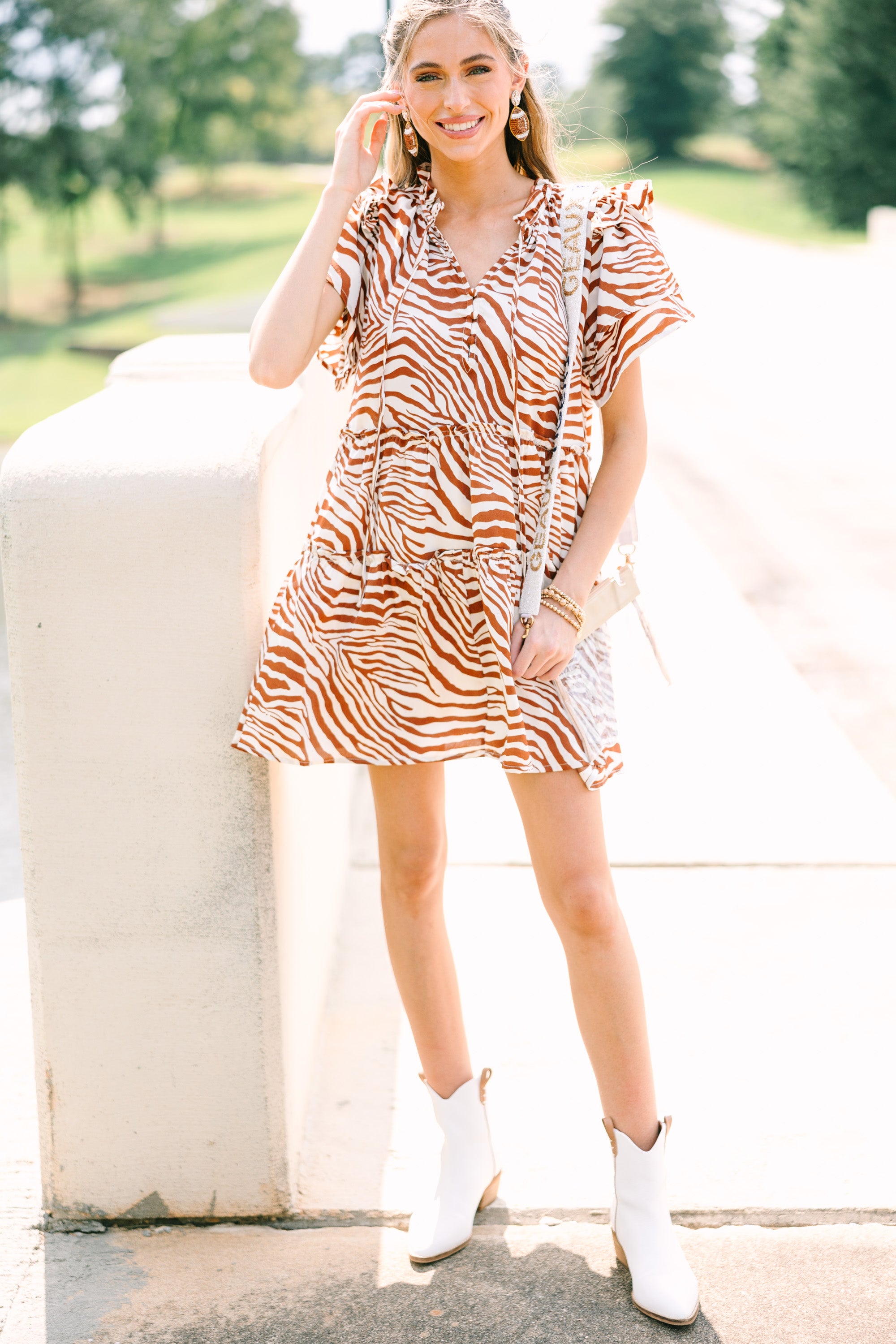 Wild and Fabulous Ginger Orange Zebra Striped Babydoll Dress