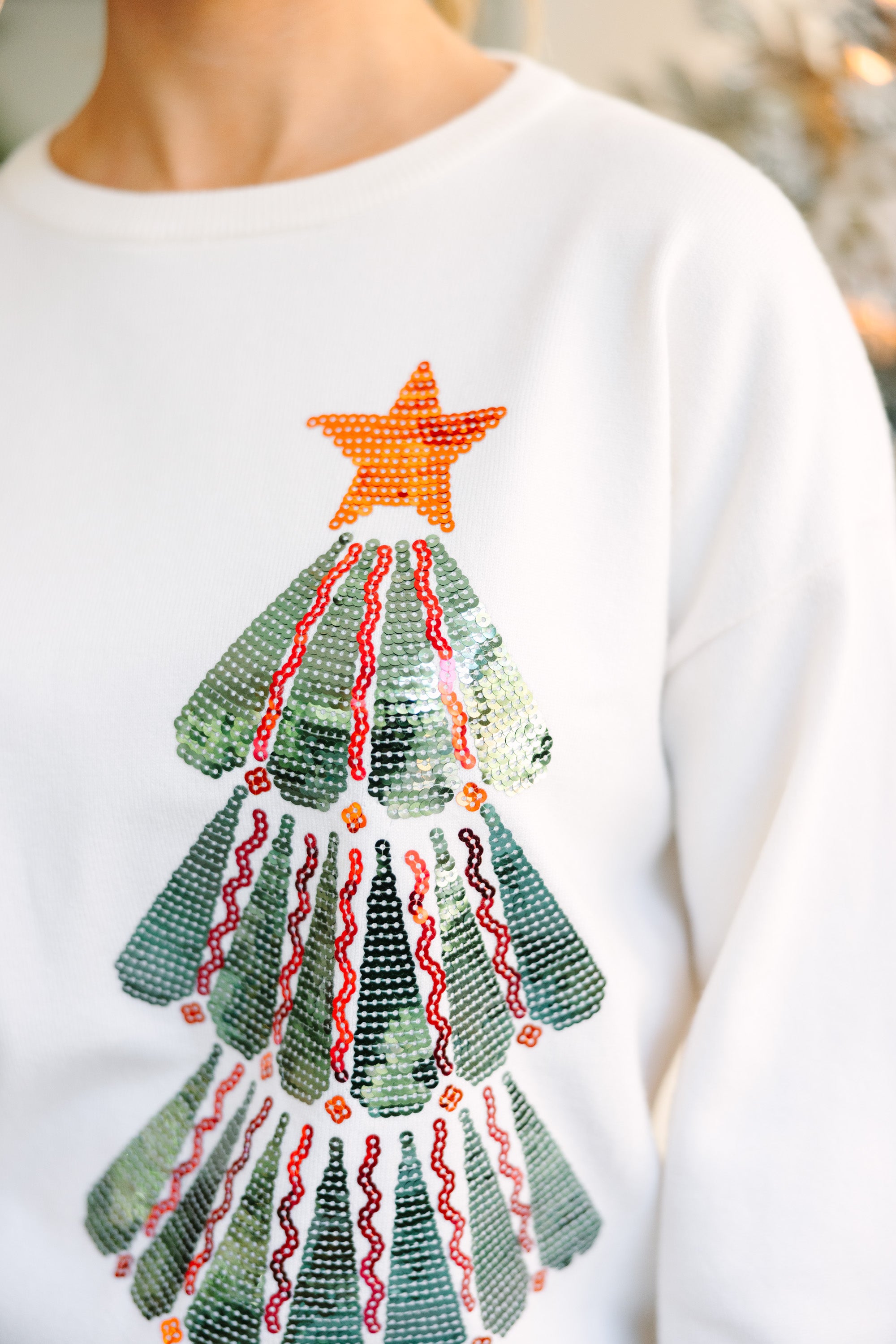 Sparkling All Is Bright White Sequin Christmas Sweater