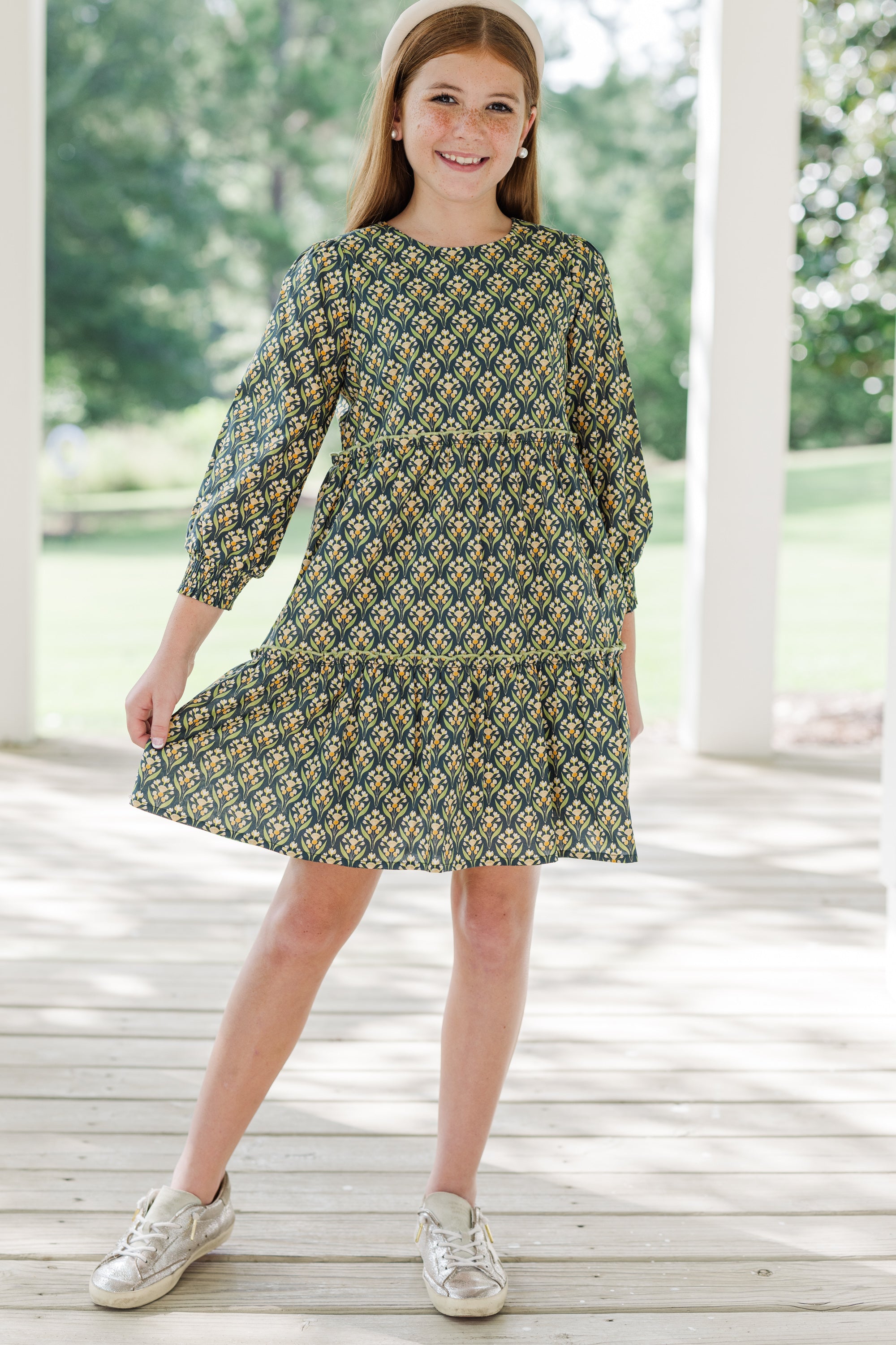 Gorgeous Girls' Navy Blue Medallion Print Dress - A Must - Have!