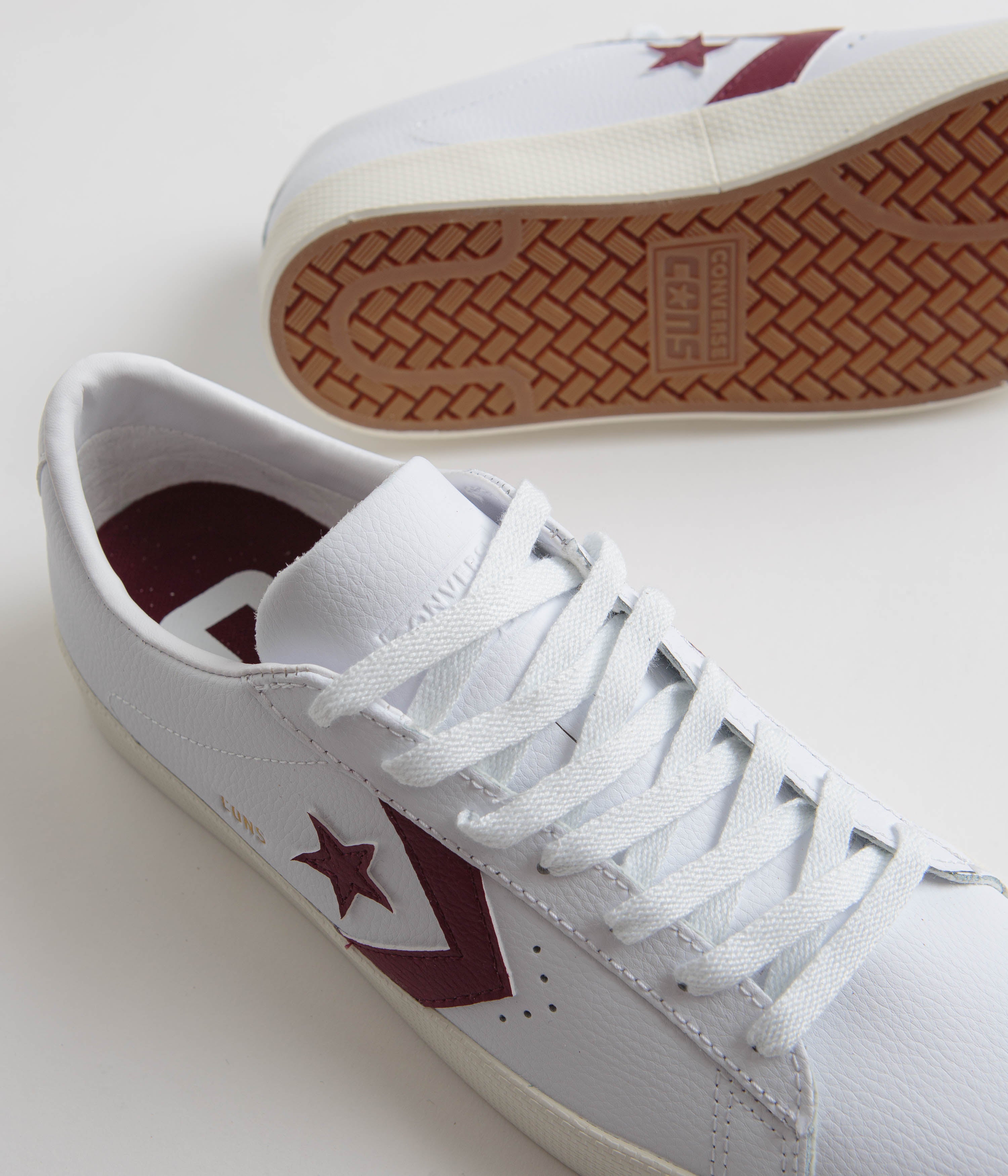 Converse PL Vulc Pro Ox Shoes - Stunning White, Deep Bordeaux & Egret