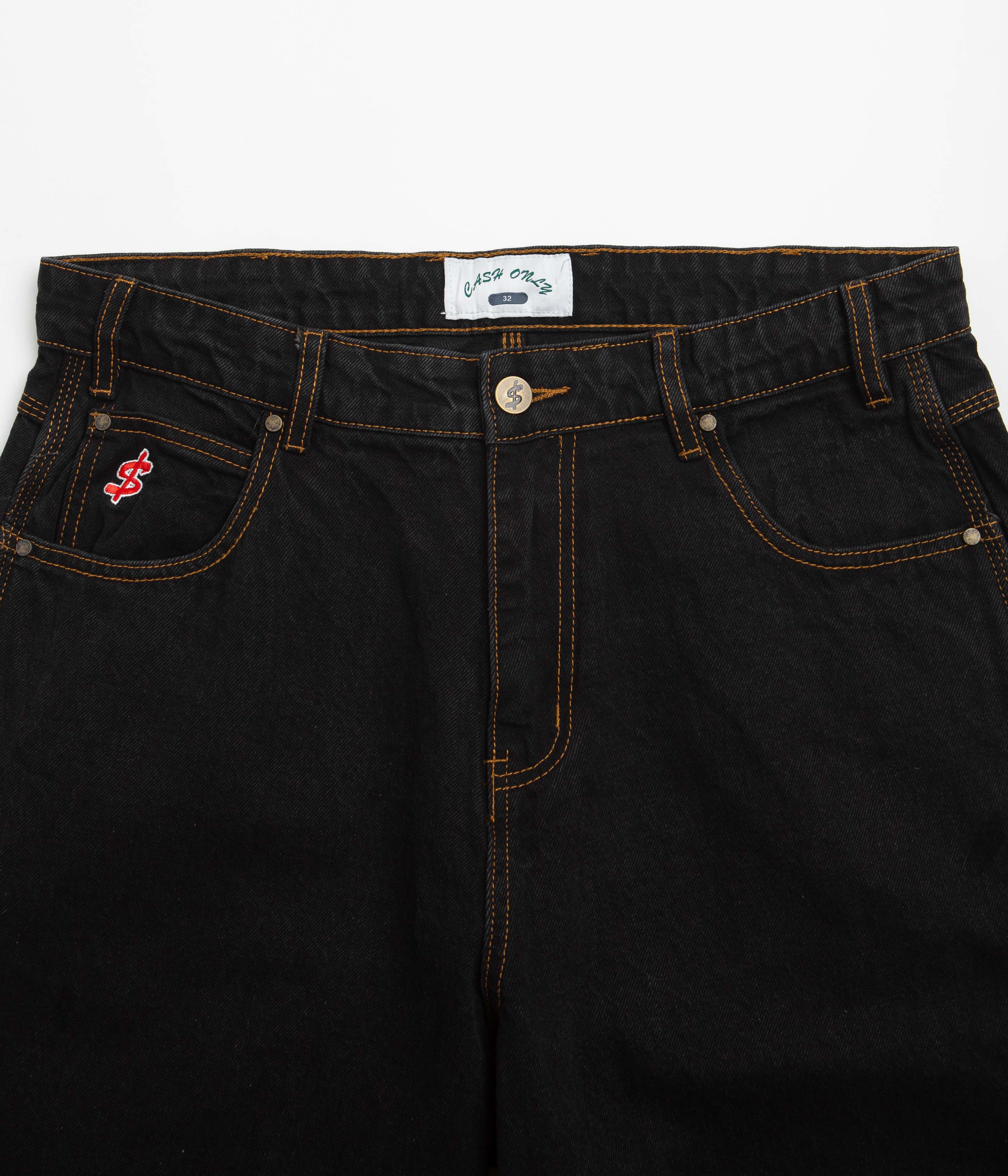 Cash Only Washed Black Logo Baggy Jeans - Urban Style Essential
