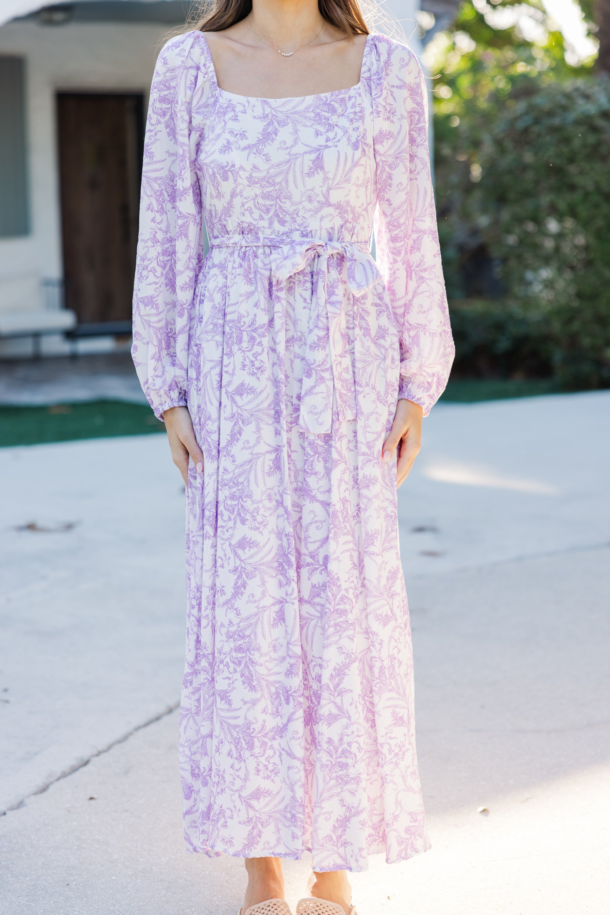 Enchanting Sweet Lavender Toile Midi Dress