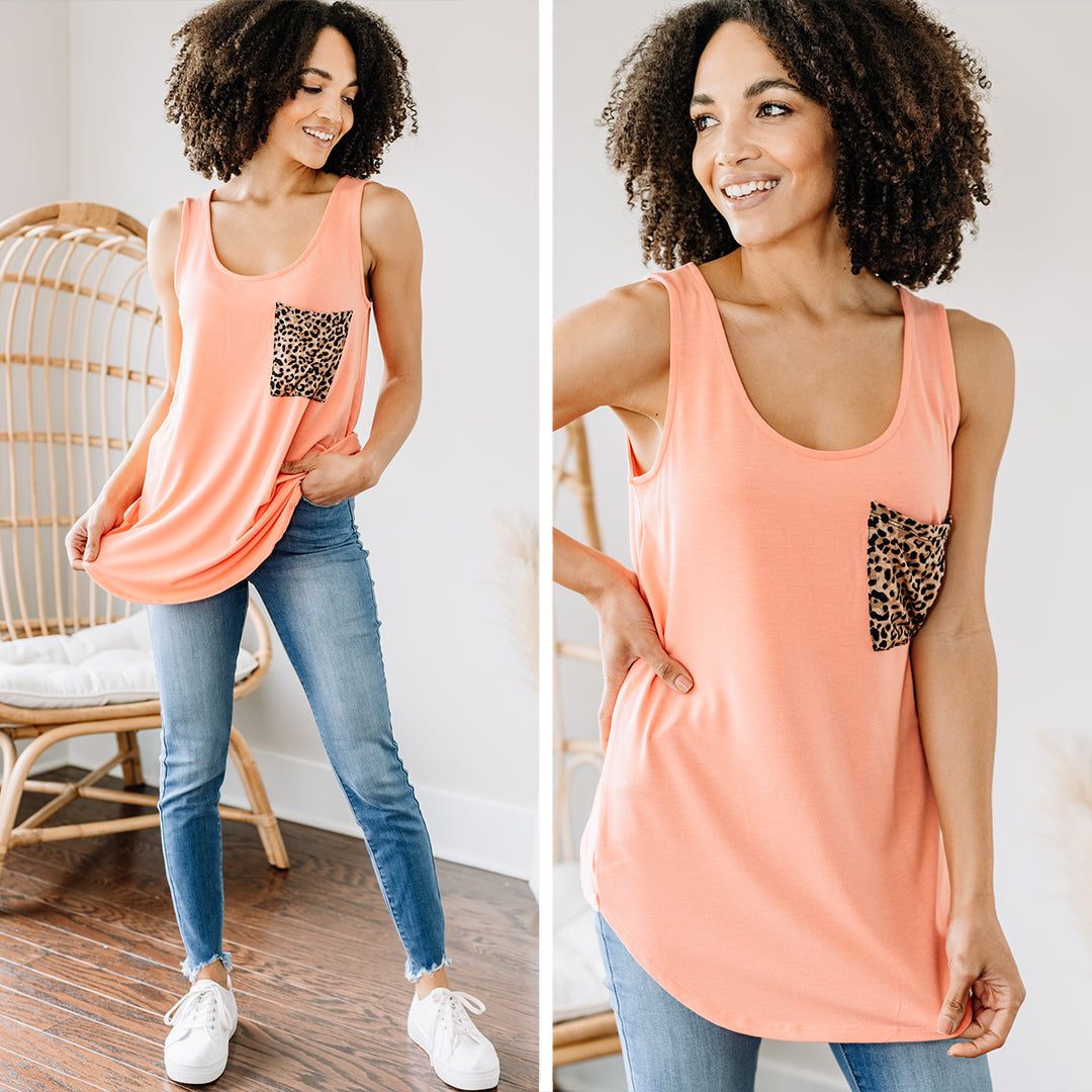 Gorgeous Coral Pink Pocket Tank for Your Best Summer