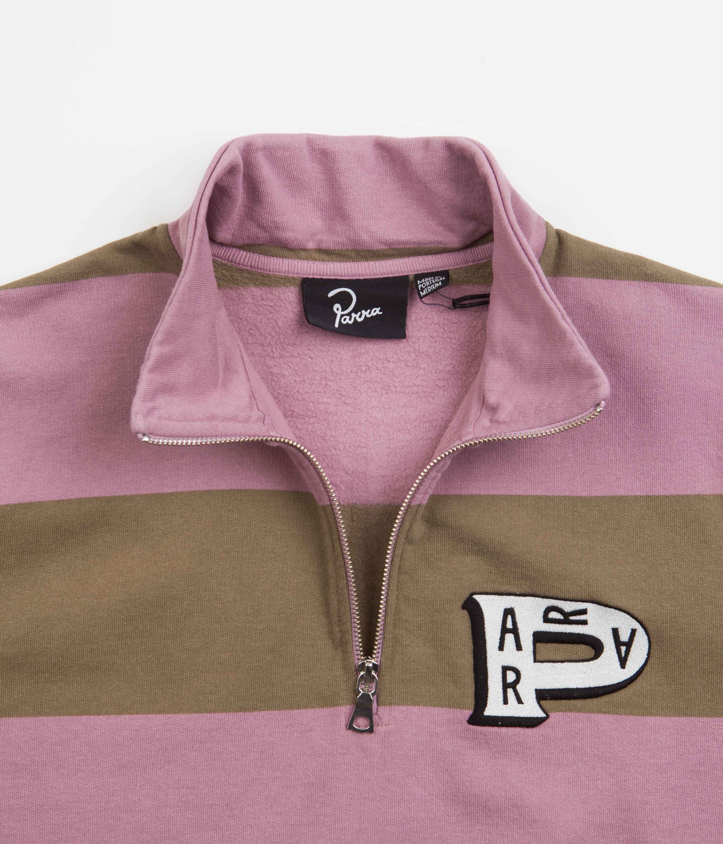 by Parra Lavender 1/2 Zip Striped Sweatshirt - A Fashion Statement!