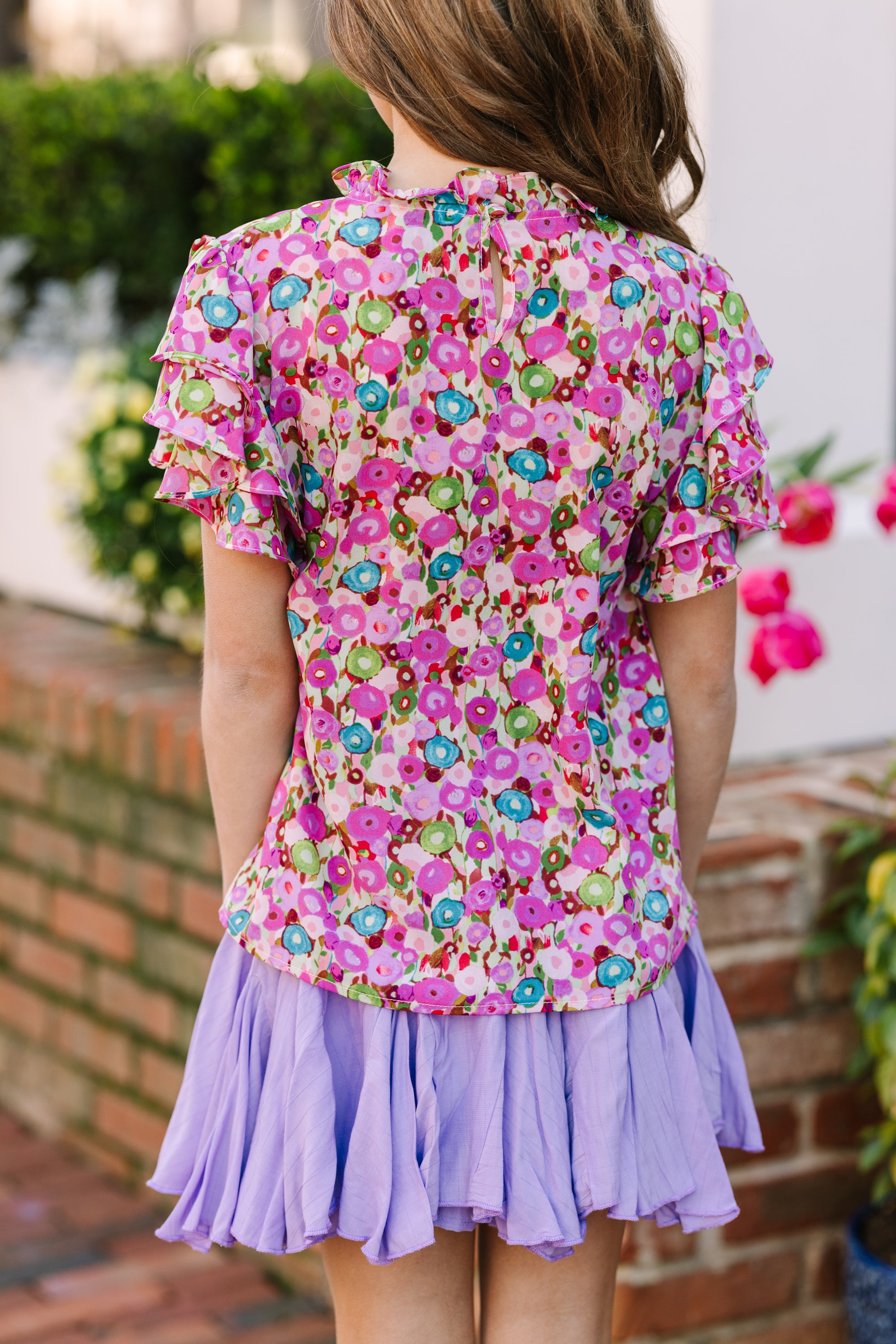 Enchanting Girls' Lavender Purple Ditsy Floral Blouse: A Fall Must-Have