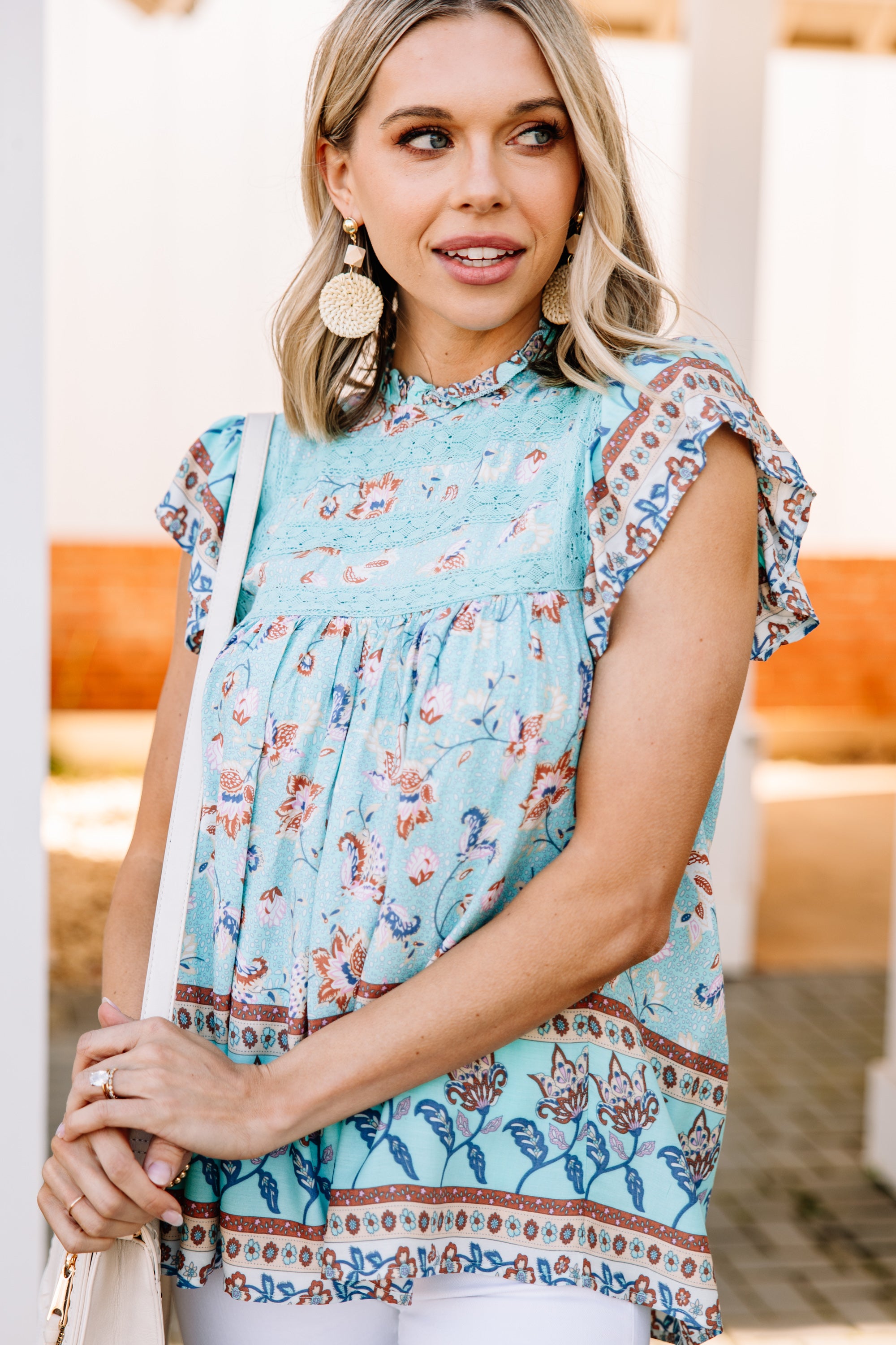 Gorgeous All In A Day Seafoam Green Floral Tank - A Must-Have!