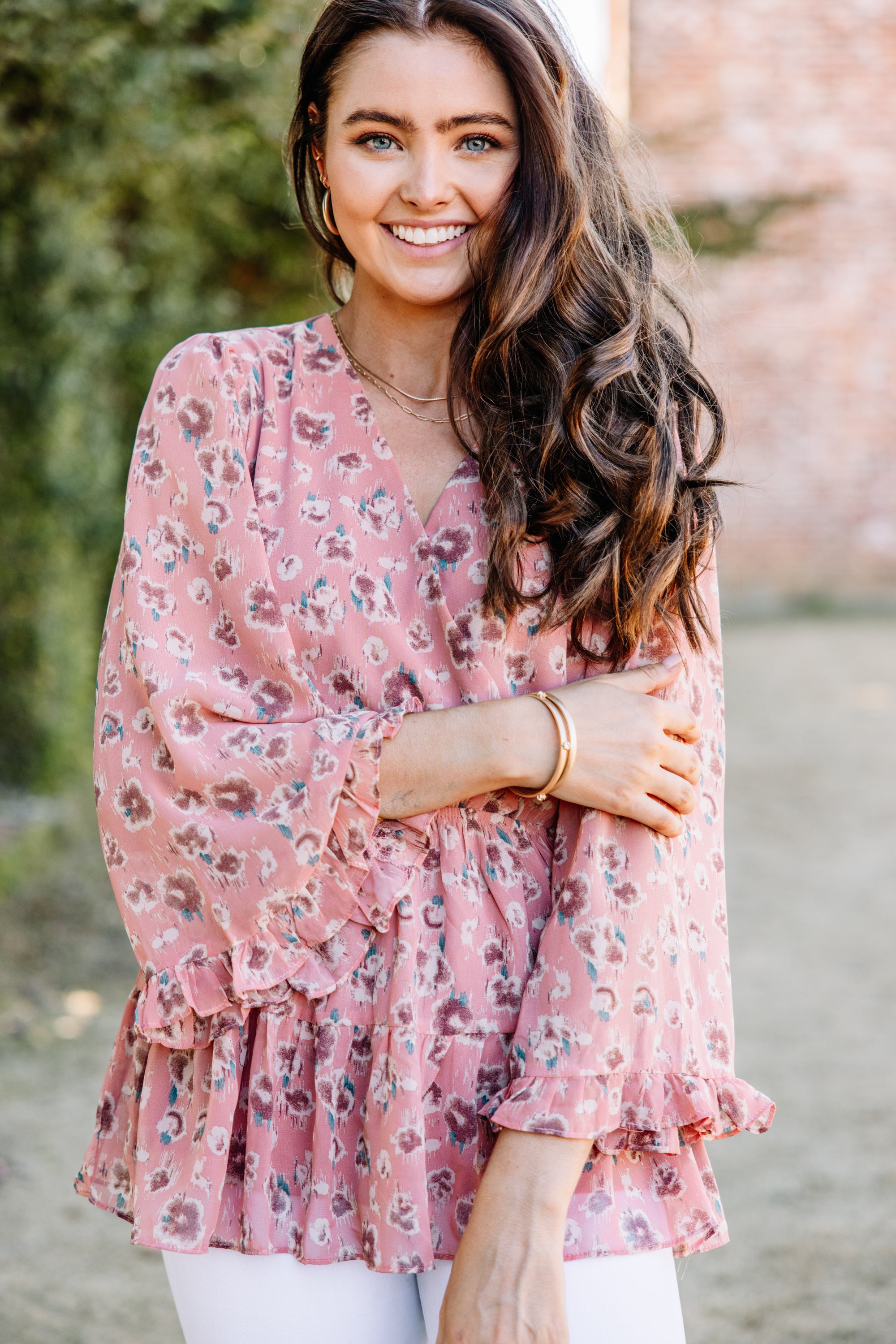 Gorgeous Mauve Pink Floral Blouse - Feel Ready for Anything!