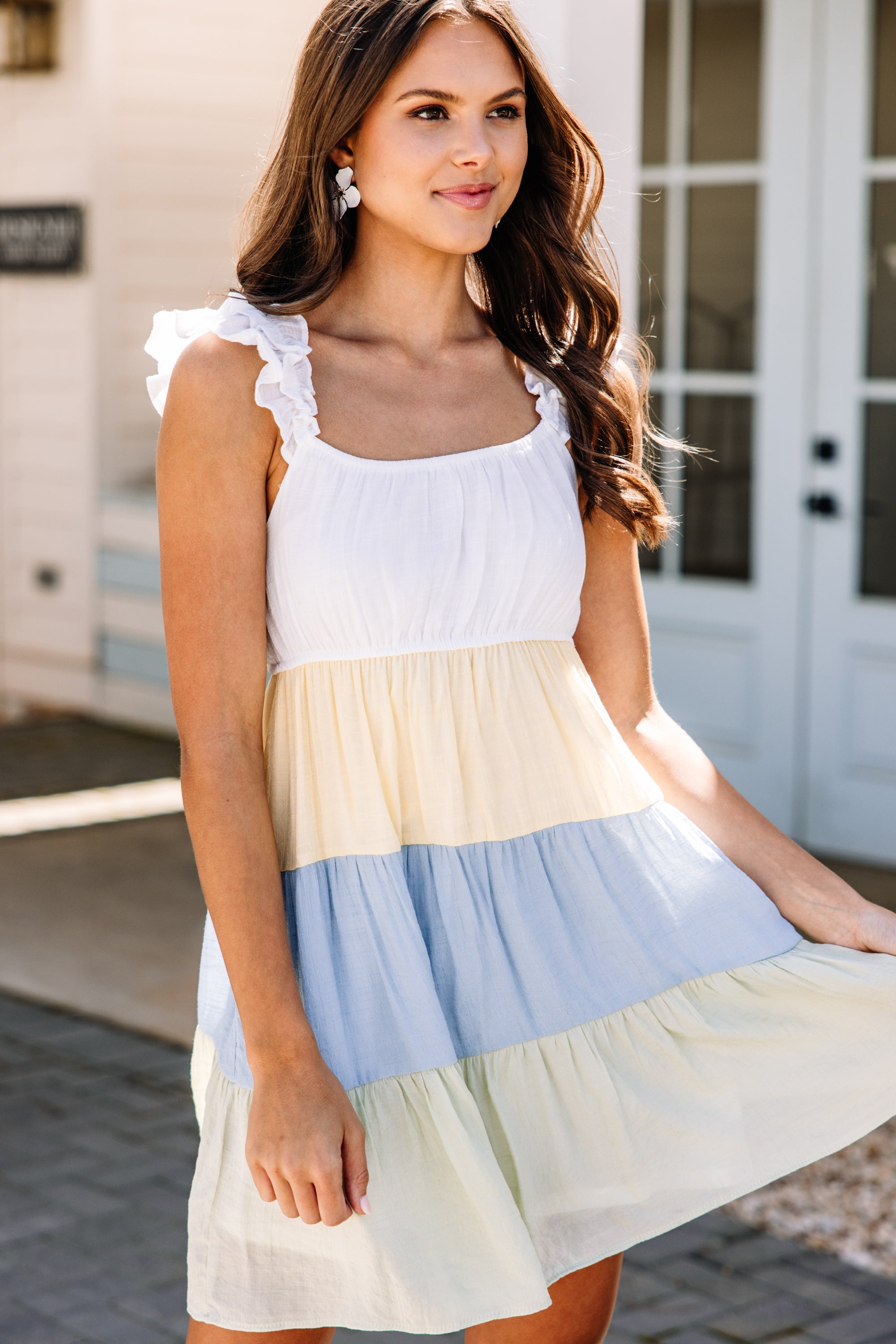 Charming Light Green Colorblock Summer Sundress