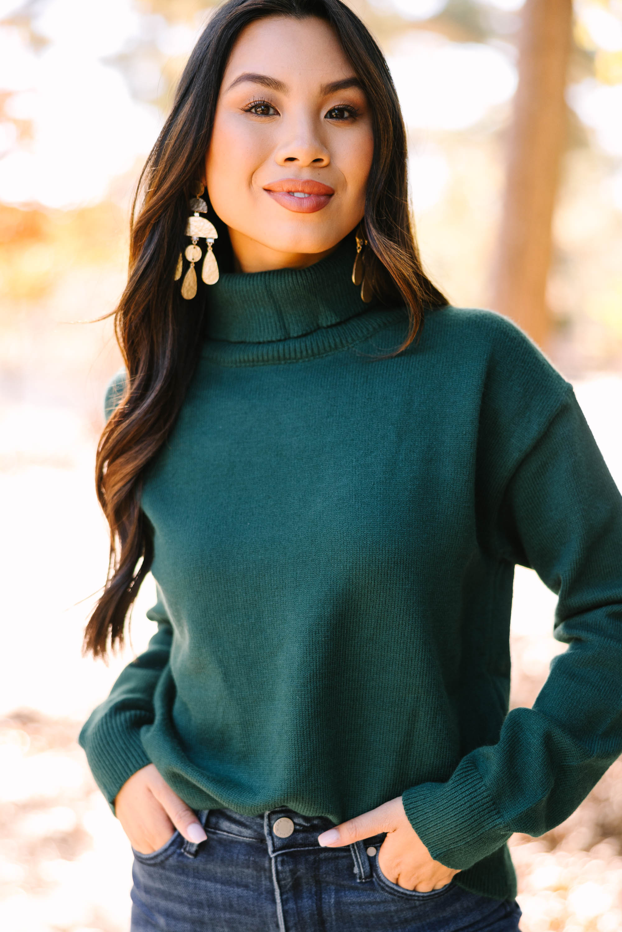 Hunter Green Turtleneck Sweater: Feel Your Best!
