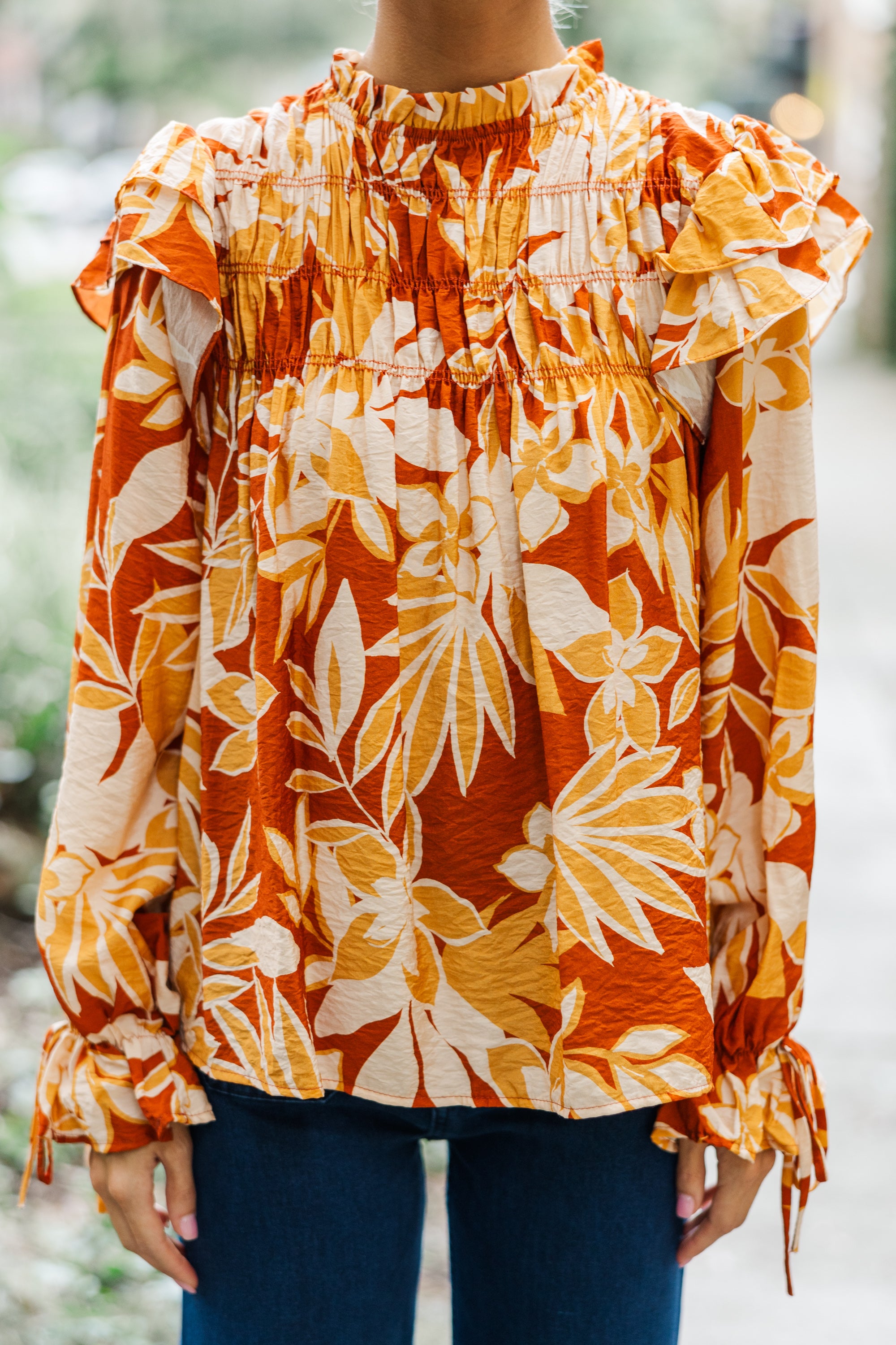 Mustard Yellow Floral Back-to-Back Blouse