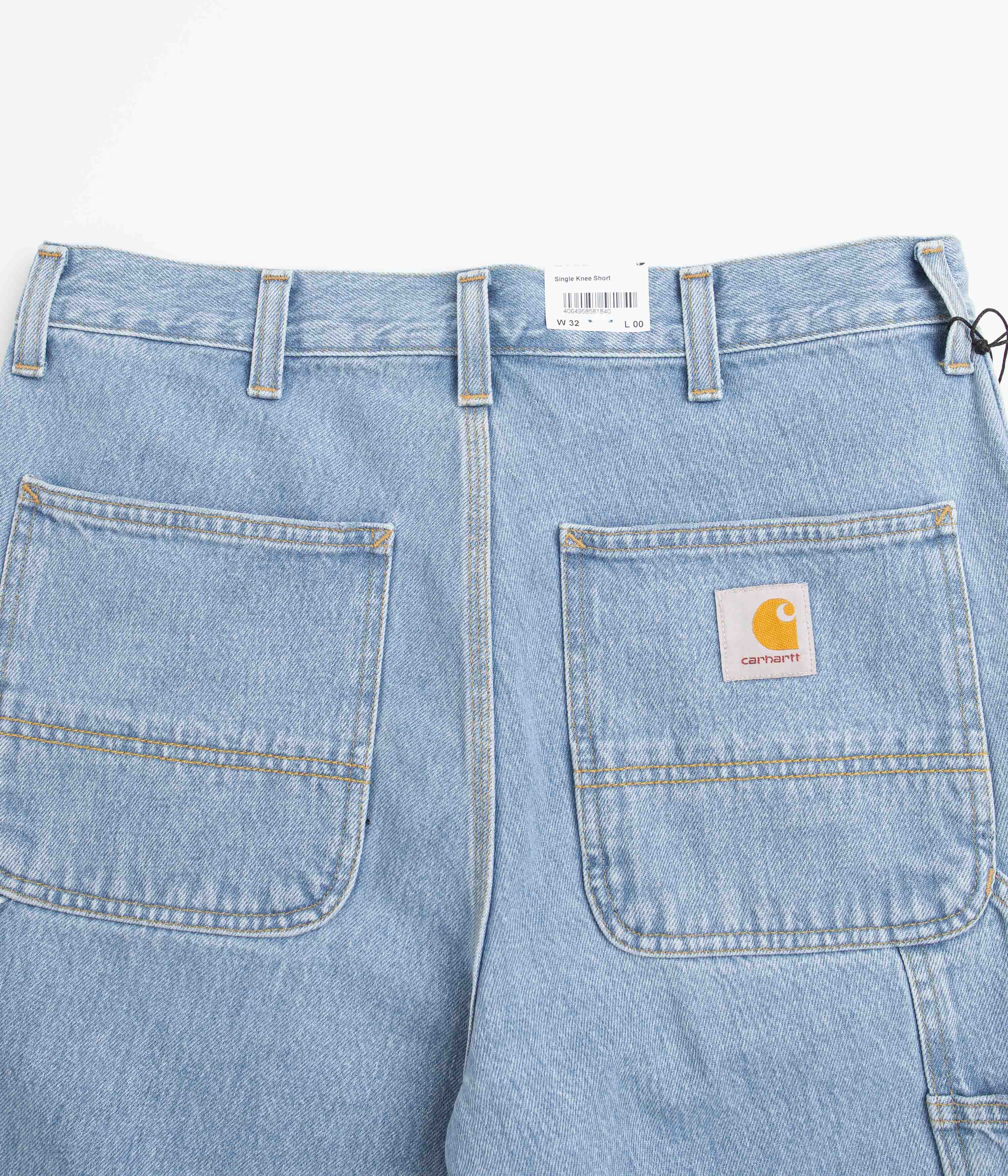 Carhartt Stone Bleached Blue Single Knee Shorts - A Must-Have!