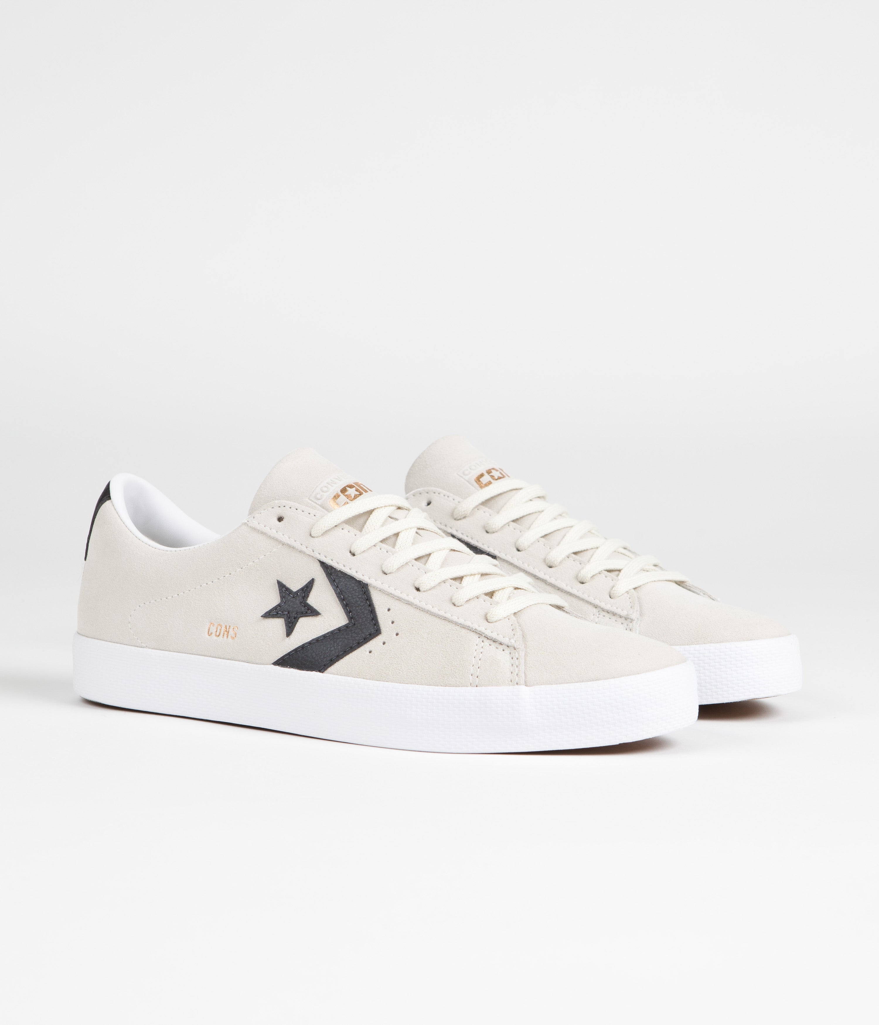 Converse Pro Leather Vulcanized Pro Ox Skate Shoes - Stunning Egret/Black Combo