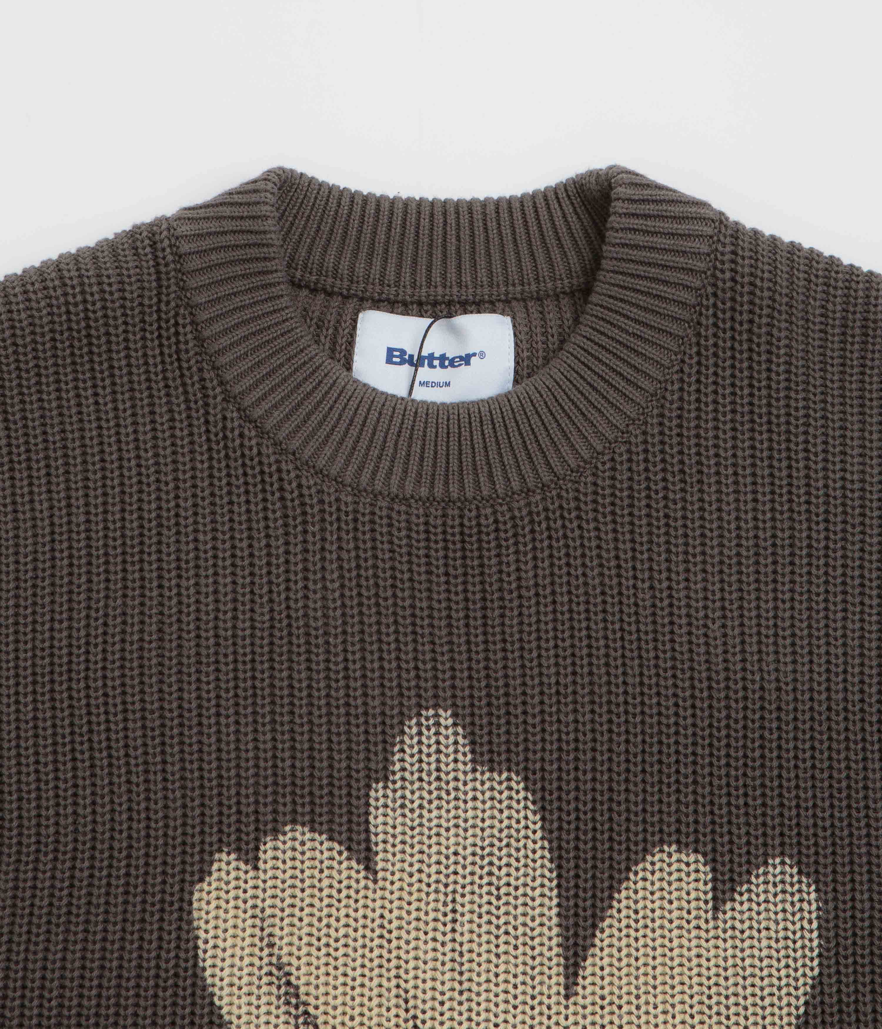 Butter Goods Charcoal Sunflower Knit Sweatshirt - A Must - Have!