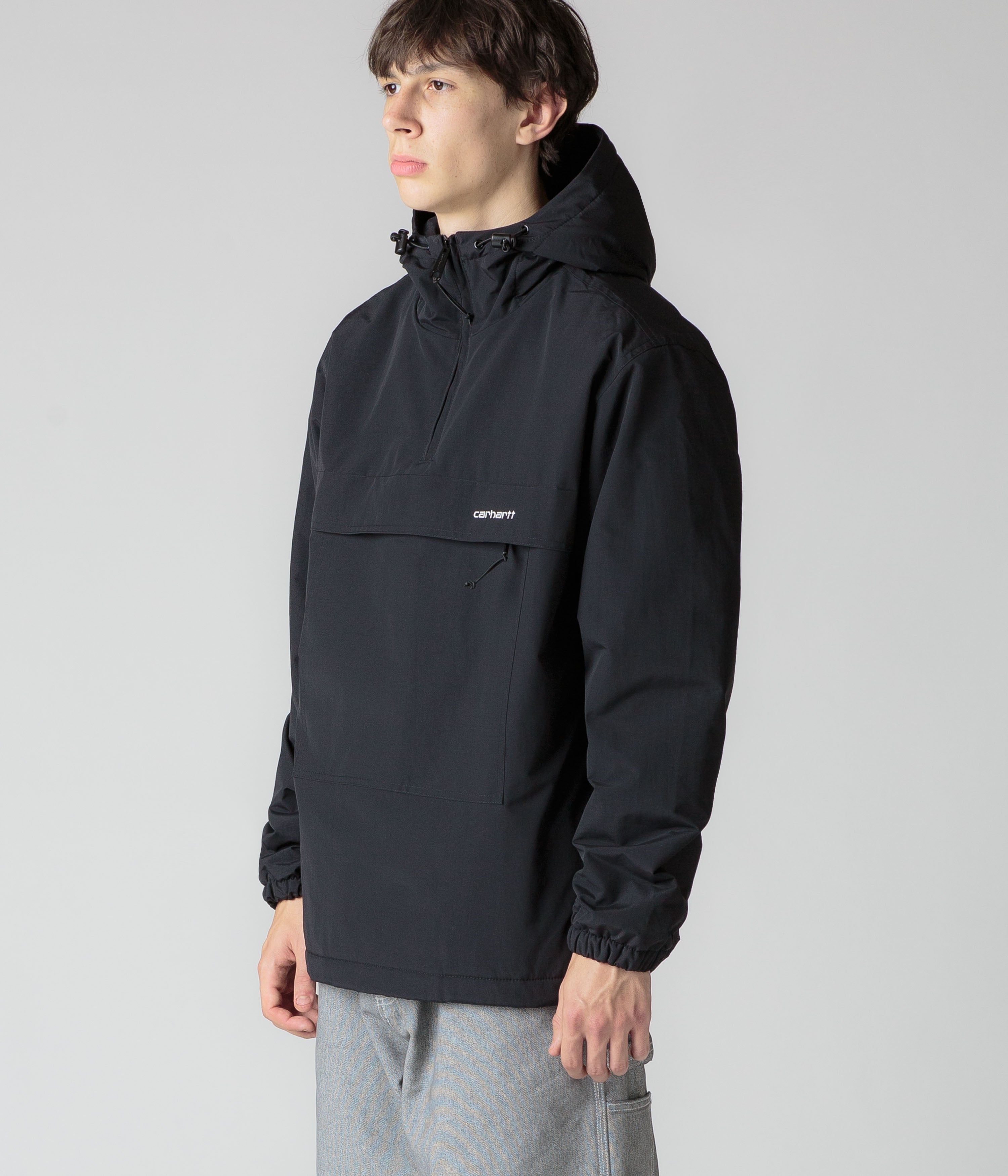 Carhartt Stylish Windbreaker Pullover Jacket - Striking Black & White