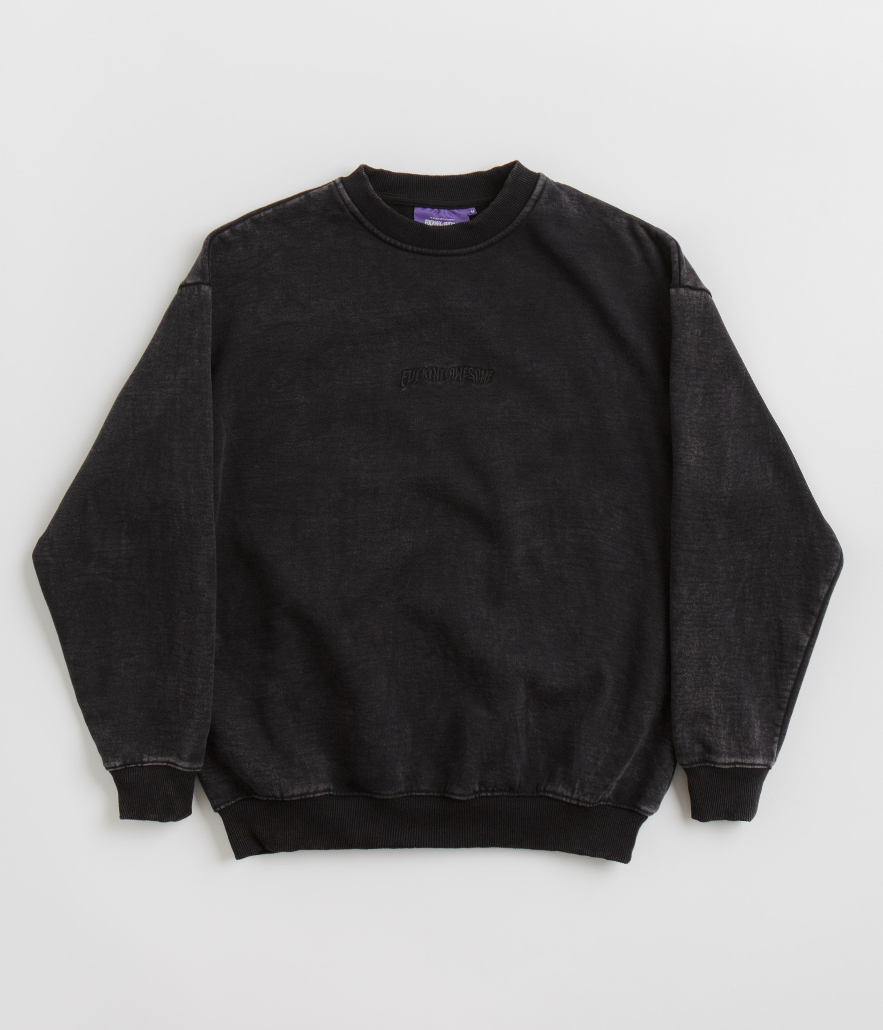 Fucking Awesome Black Little Stamp Snow Wash Crewneck Sweatshirt - Irresistible Style!