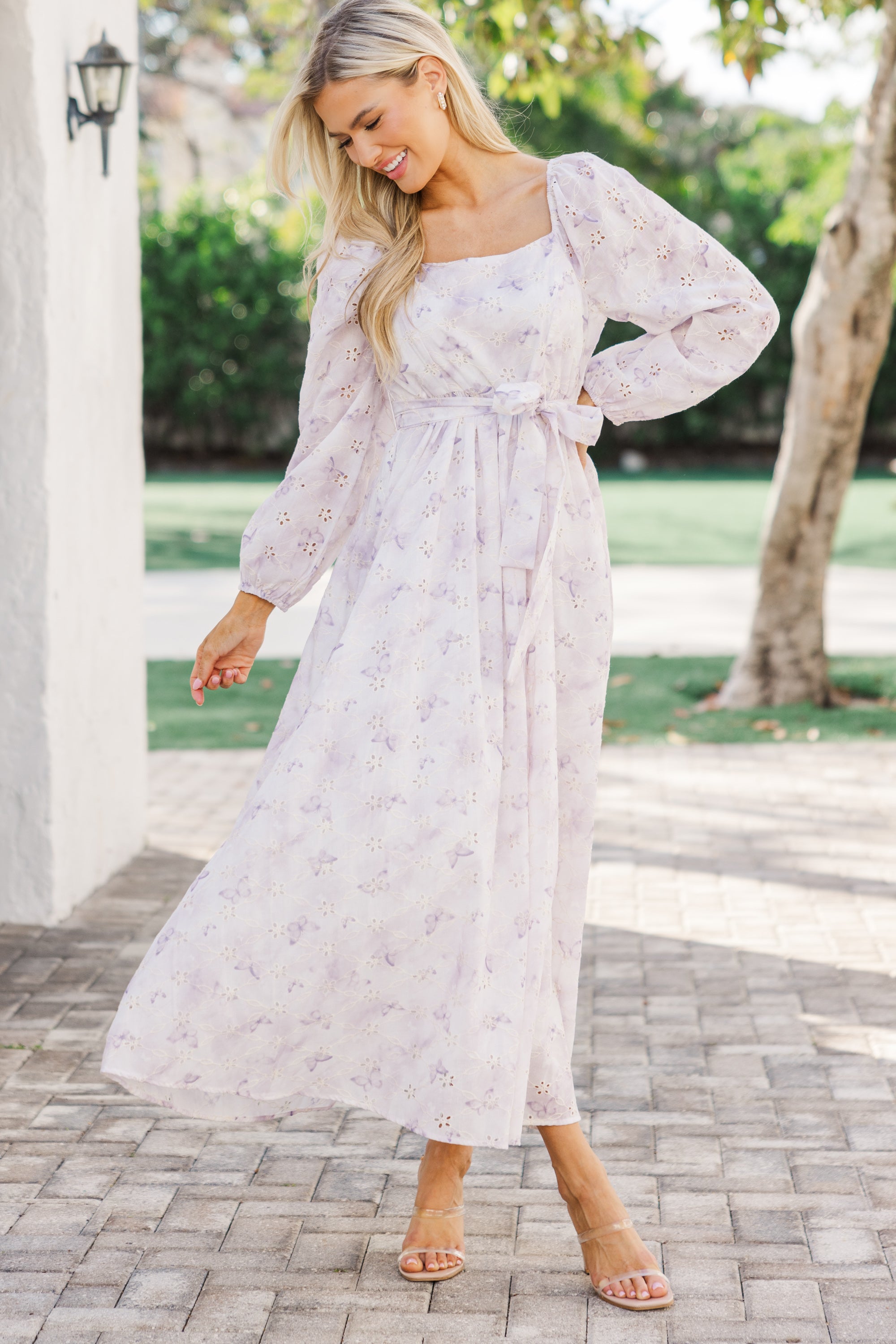 Enchanting Sweet Lavender Eyelet Midi Dress