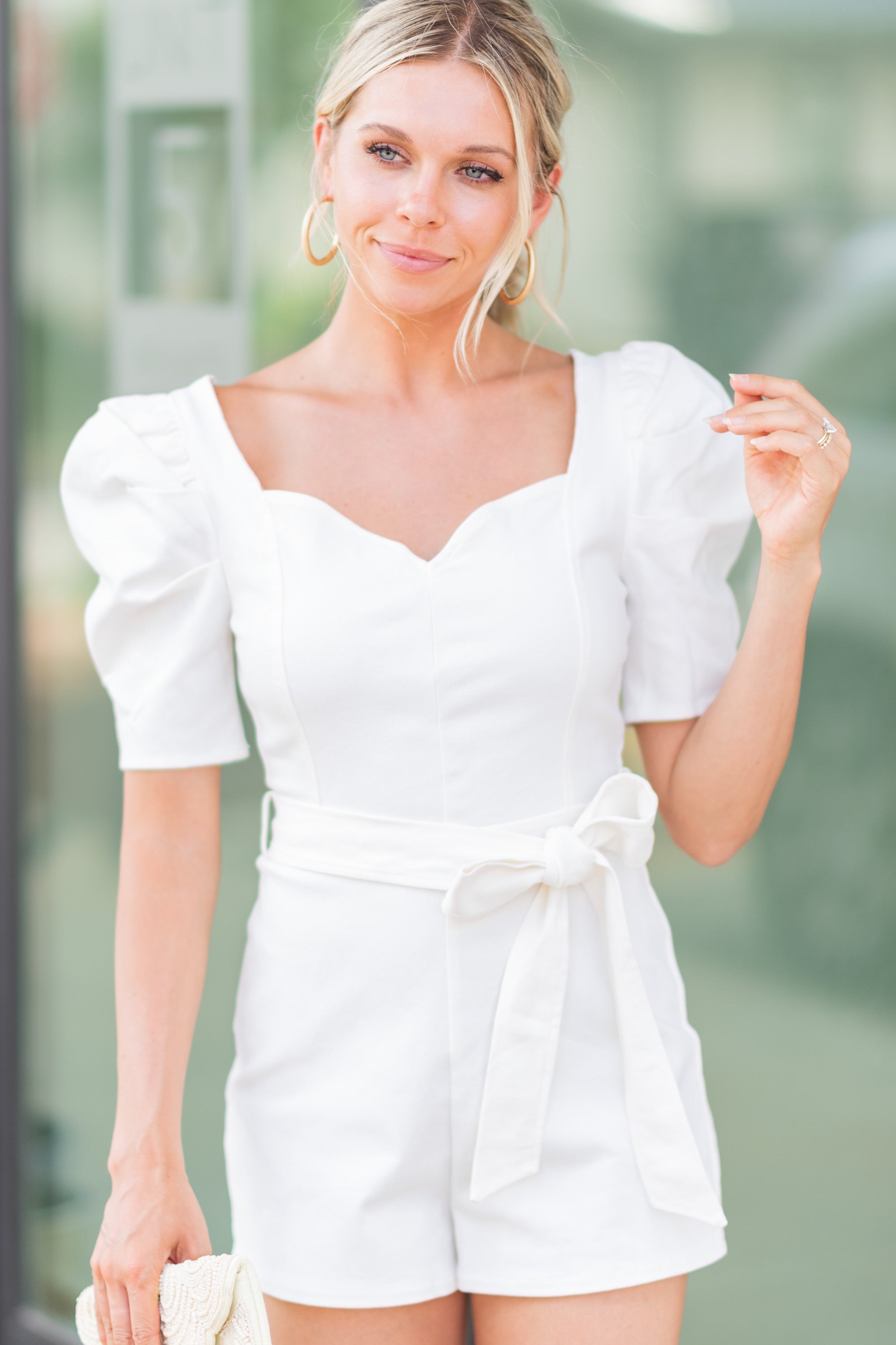 Unleash Your Best Self in Our White Puff Sleeve Romper