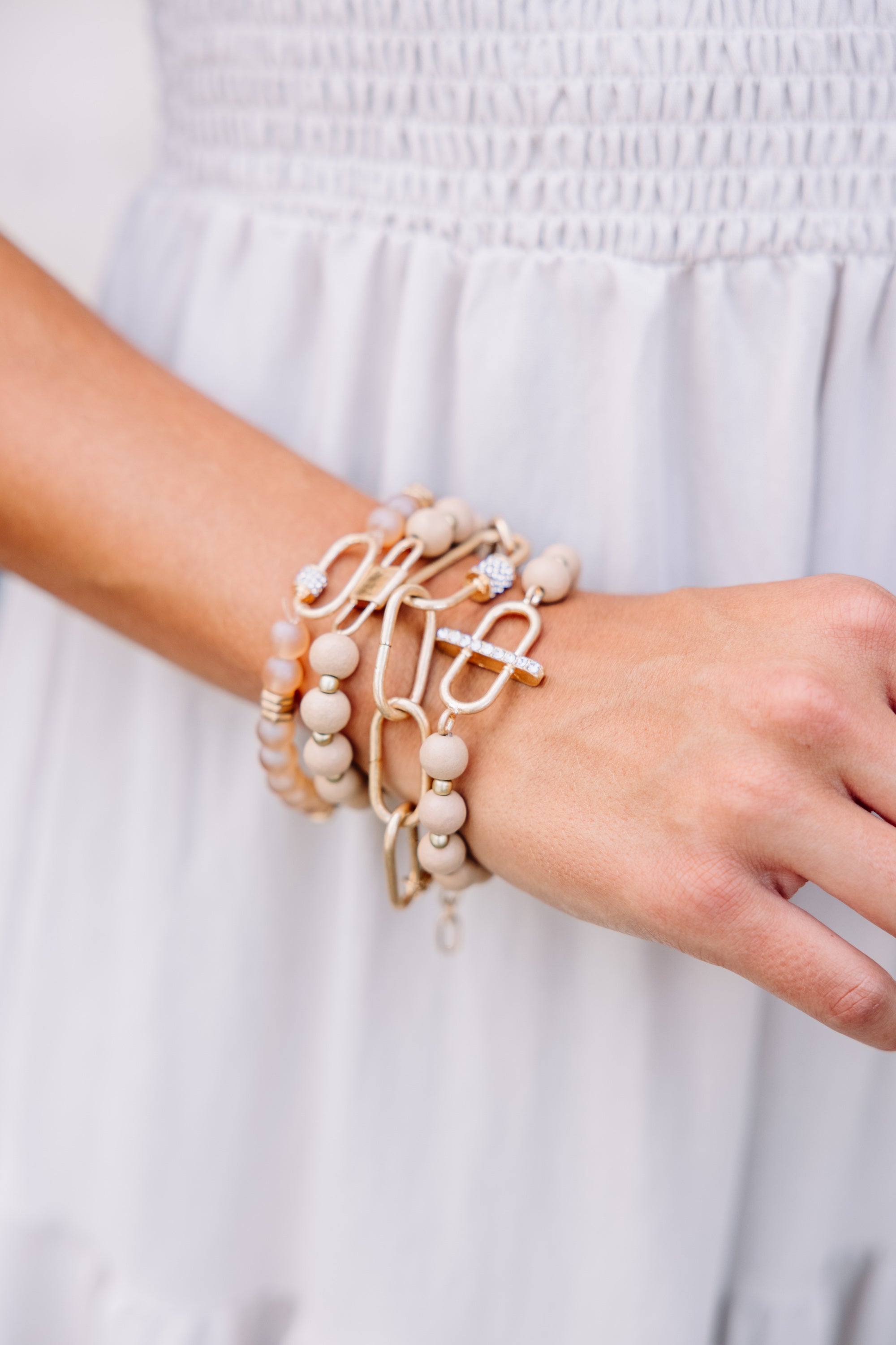 Irresistible Nude Brown Beaded Bracelet Set - Own Your Style!